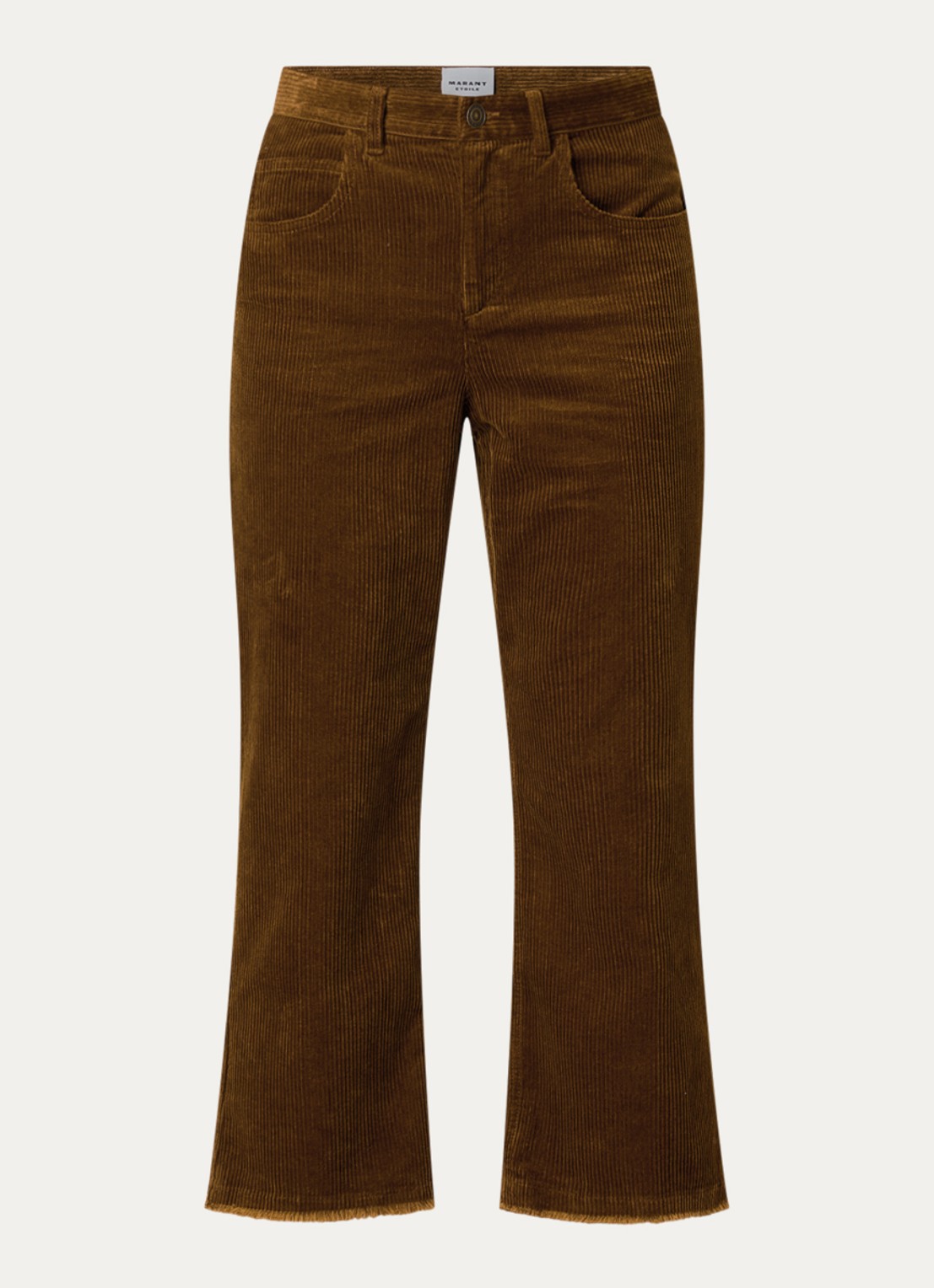 Isabel Marant Ruthie high waist cropped straight fit broek van corduroy - voorkant 4 cognac