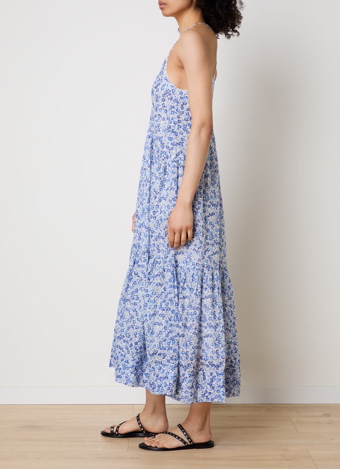 Isabel Marant Sabba midi jurk met bloemenprint - voorkant 4 blauw
