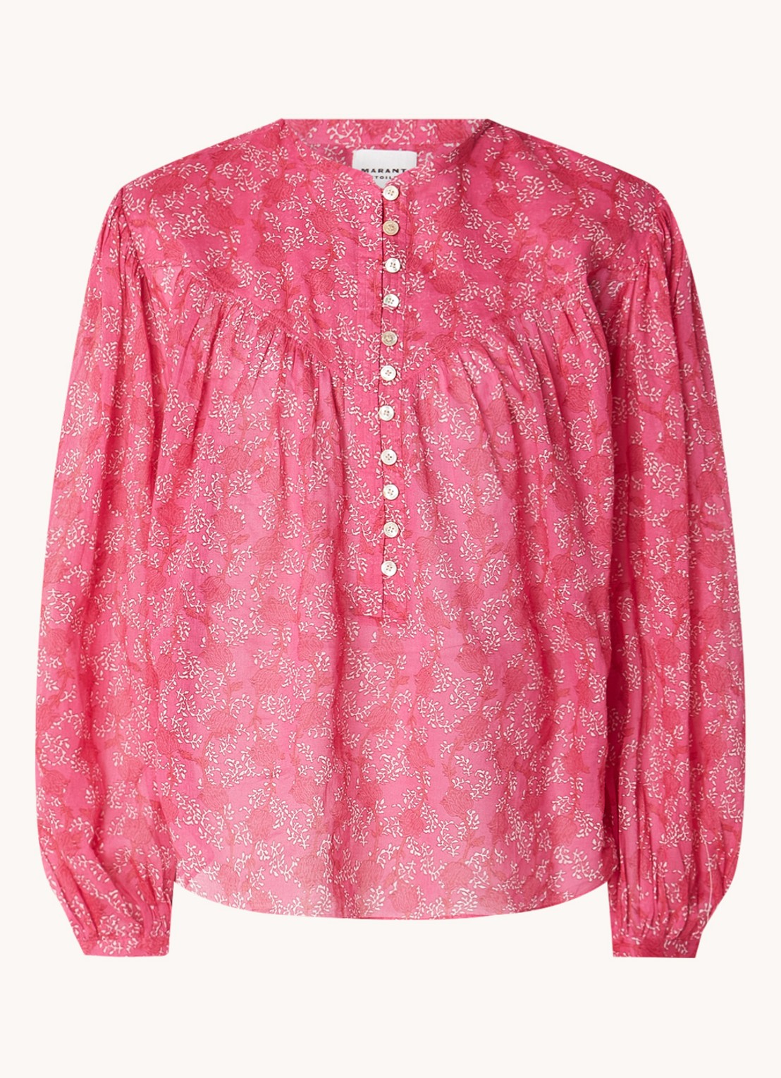 Isabel Marant Salika blouse met ballonmouw - voorkant 2 fuchsia