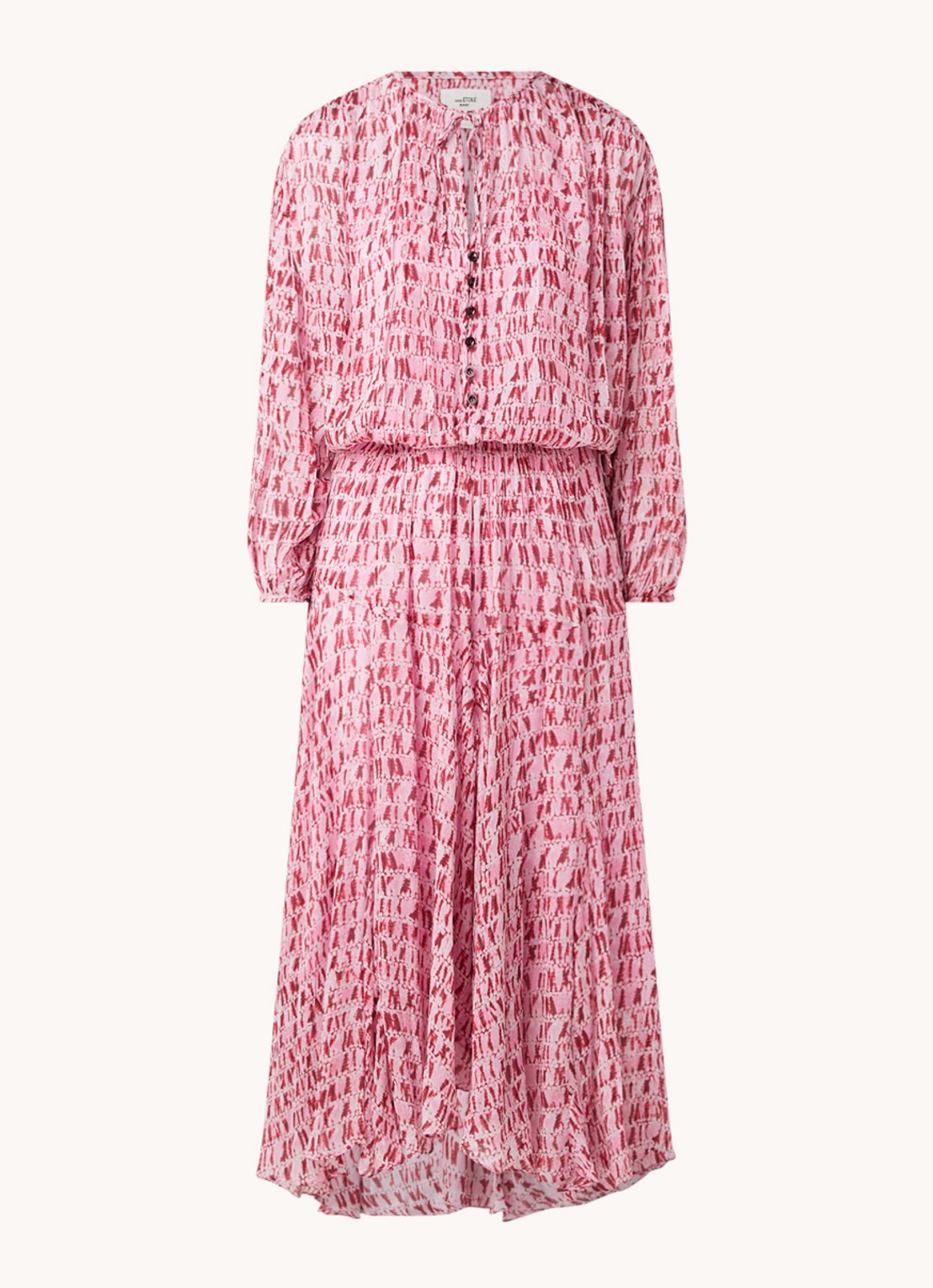 Isabel Marant Saureli semi-transparante tuniekjurk met print - voorkant roze