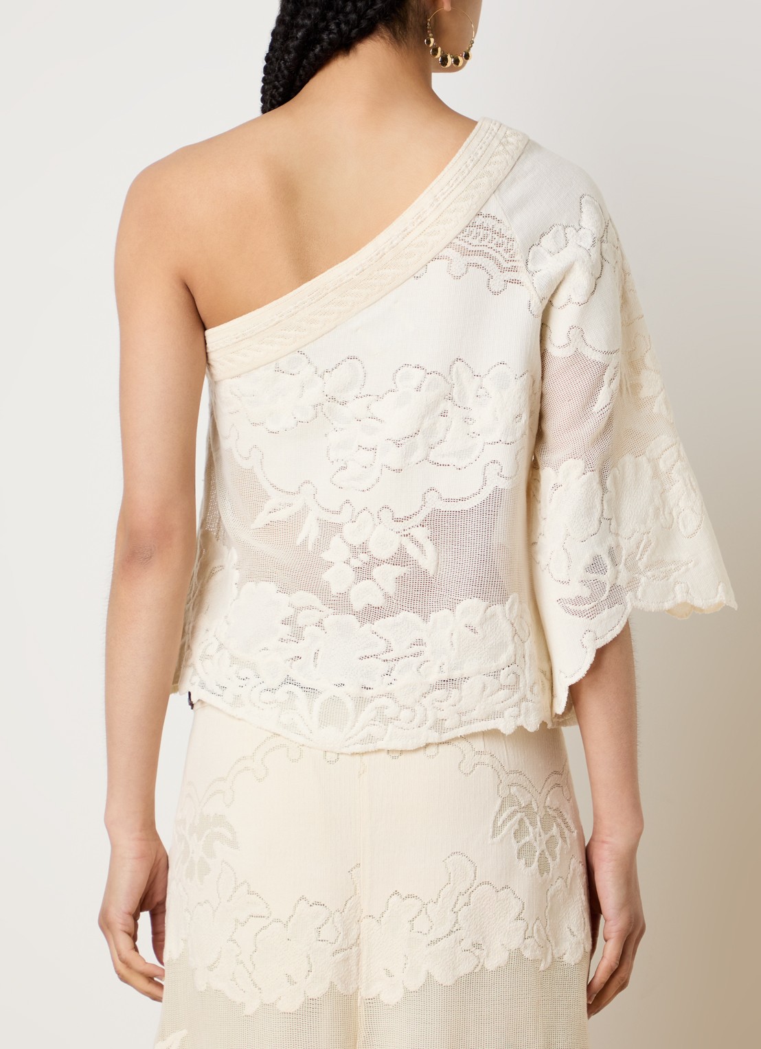 Isabel Marant Shilo top met broderie en asymmetrische hals - achterkant 3 gebroken wit