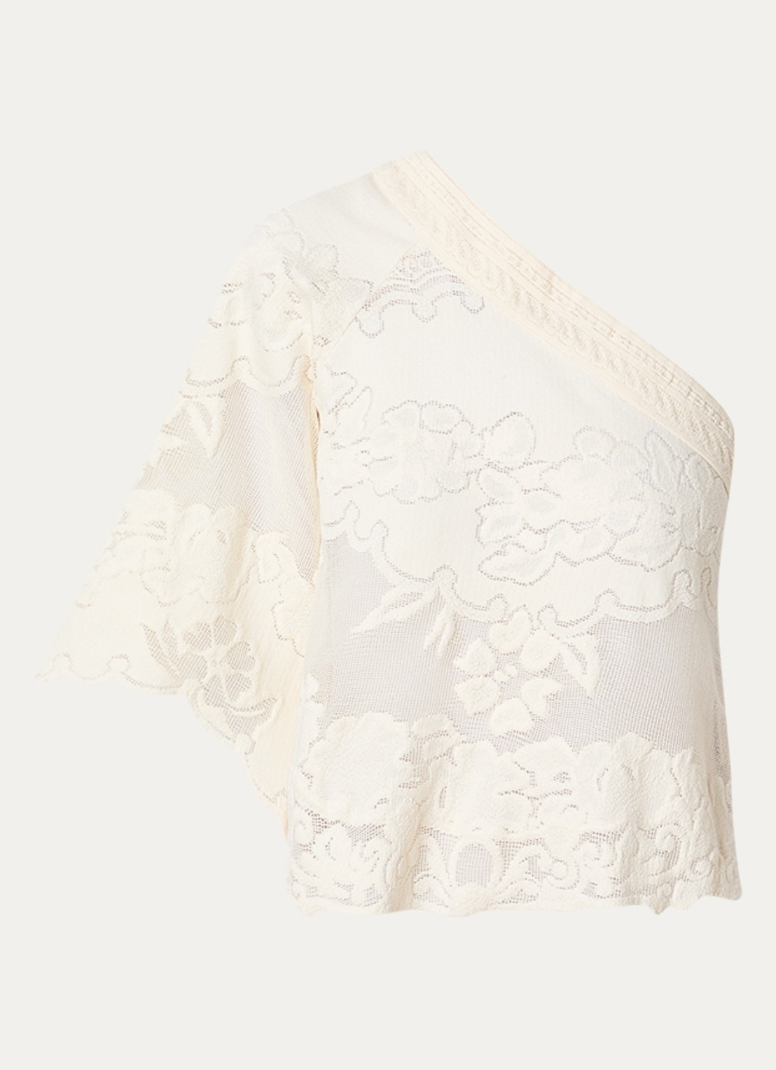 Isabel Marant Shilo top met broderie en asymmetrische hals - voorkant 4 gebroken wit