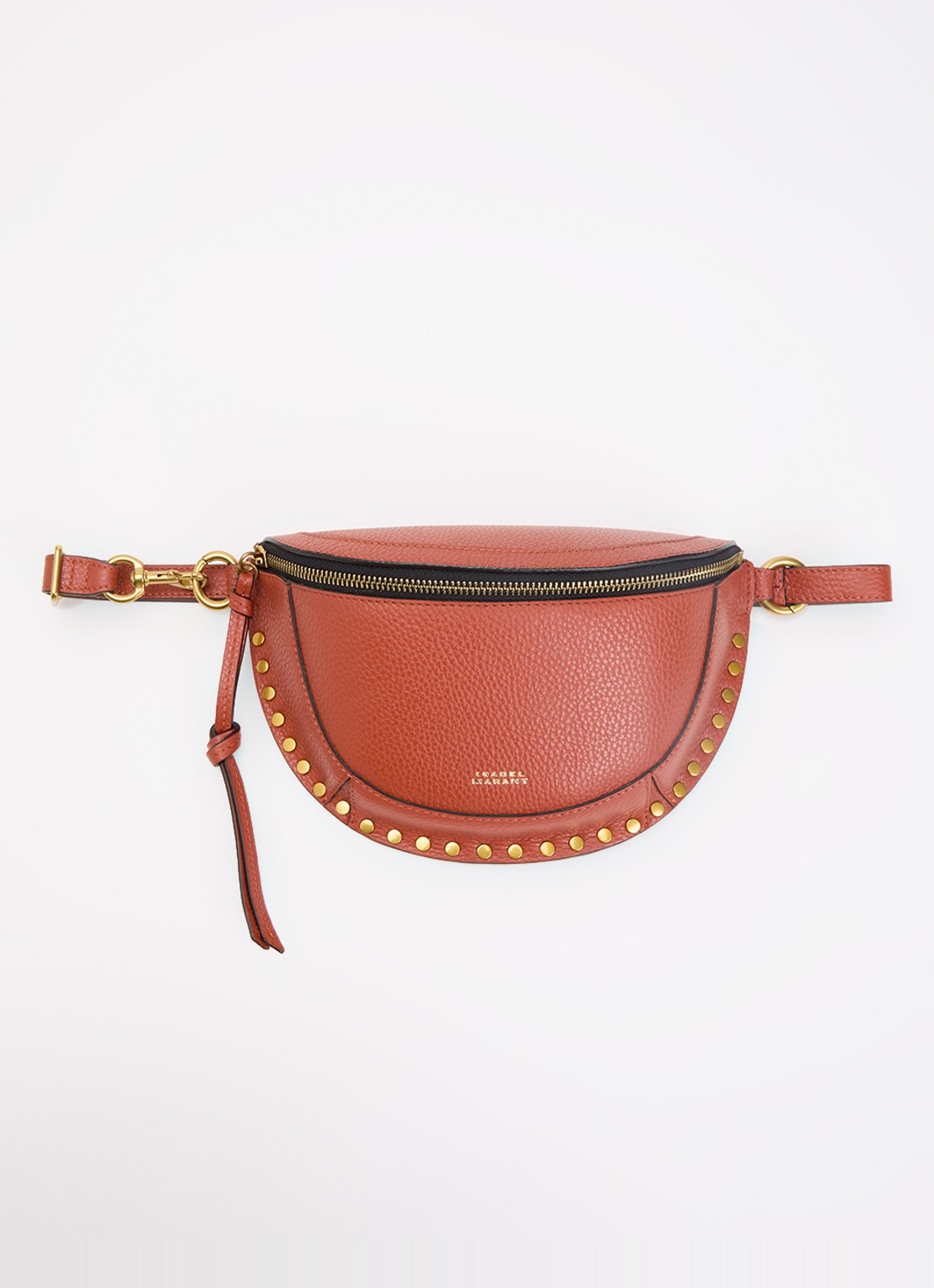 Isabel Marant Skano heuptas van kalfssuède met studs - voorkant 2 steenrood