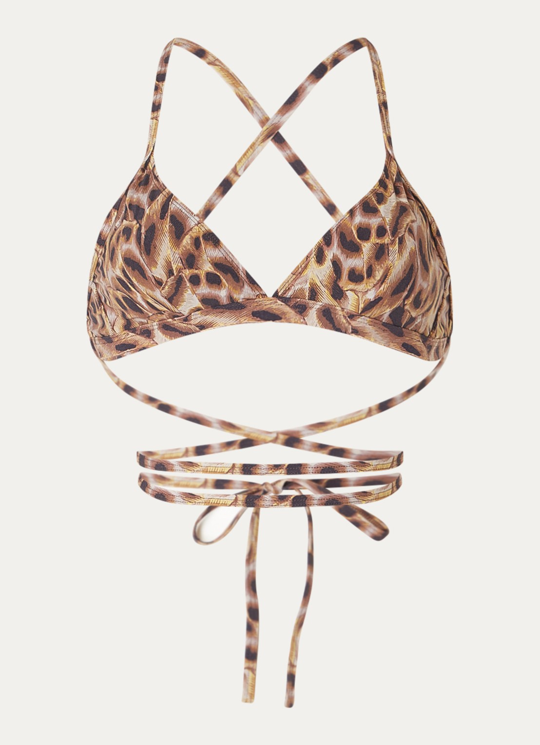 Isabel Marant Solange triangel bikinitop met panterprint - voorkant bruin