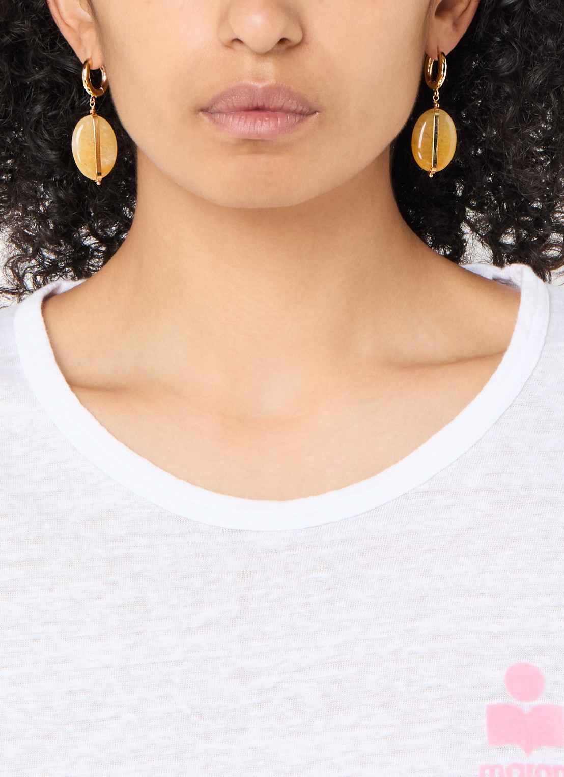 Isabel Marant Stones oorringen met hanger - voorkant 2 geel