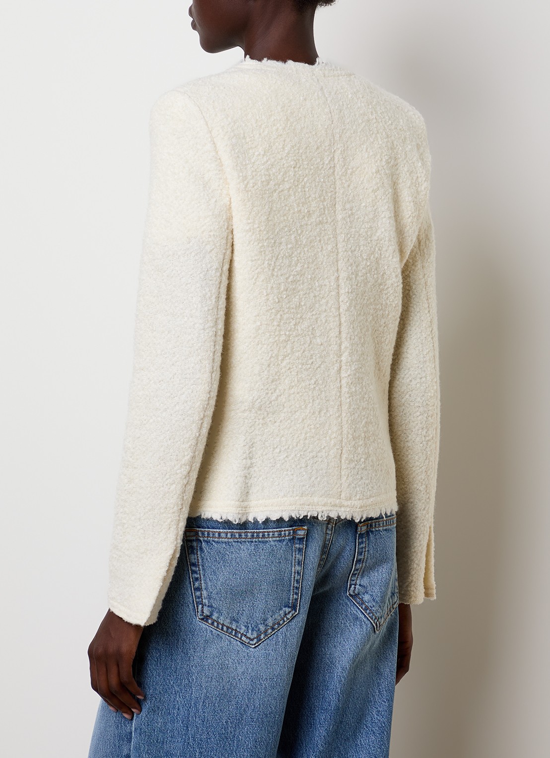 Isabel Marant Suely blazer in alpaca wolblend met paspelzakken - achterkant 3 gebroken wit