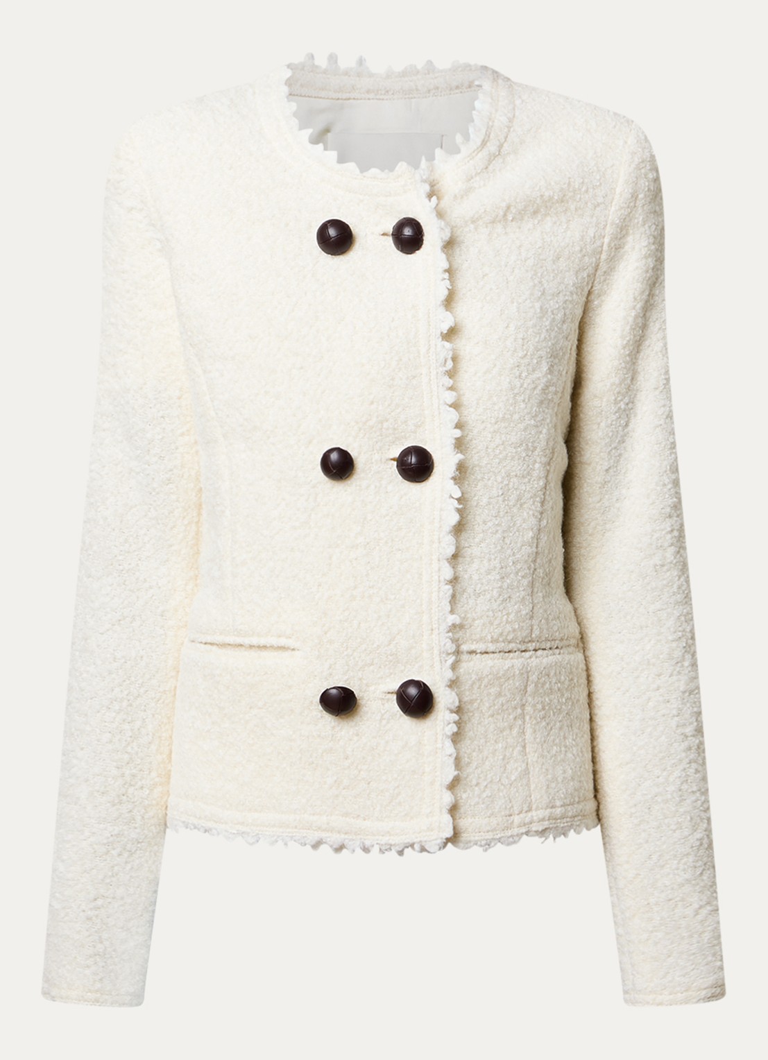 Isabel Marant Suely blazer in alpaca wolblend met paspelzakken - voorkant gebroken wit