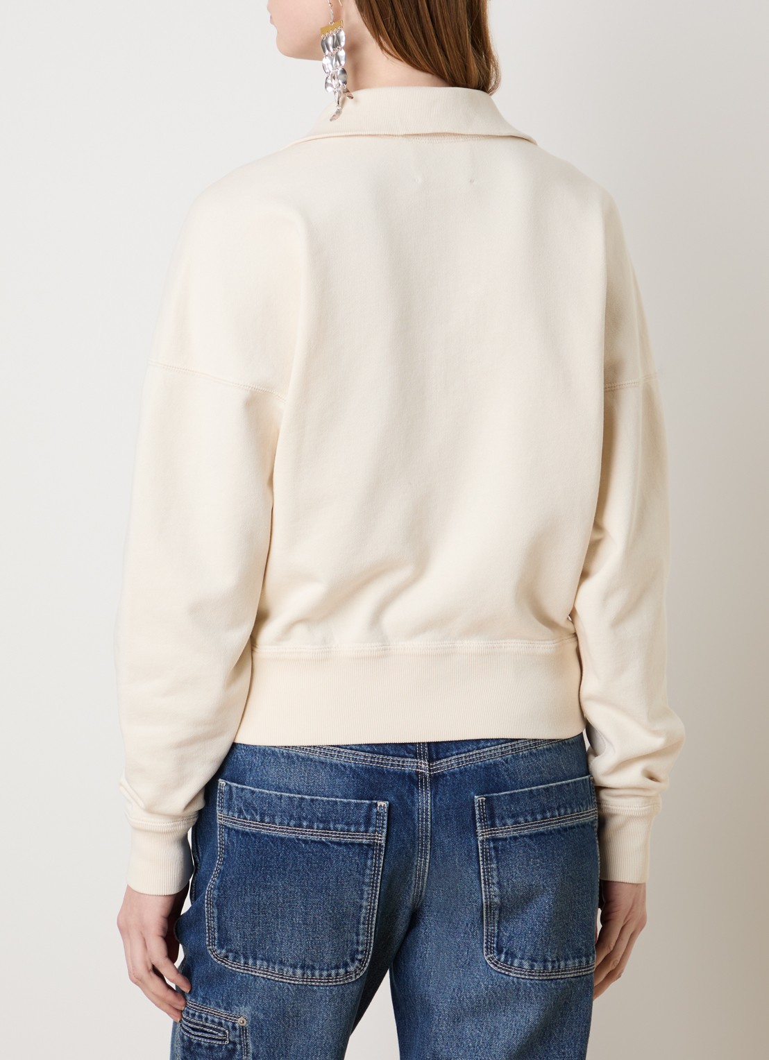 Isabel Marant Sweater met halve rits en logo - achterkant gebroken wit