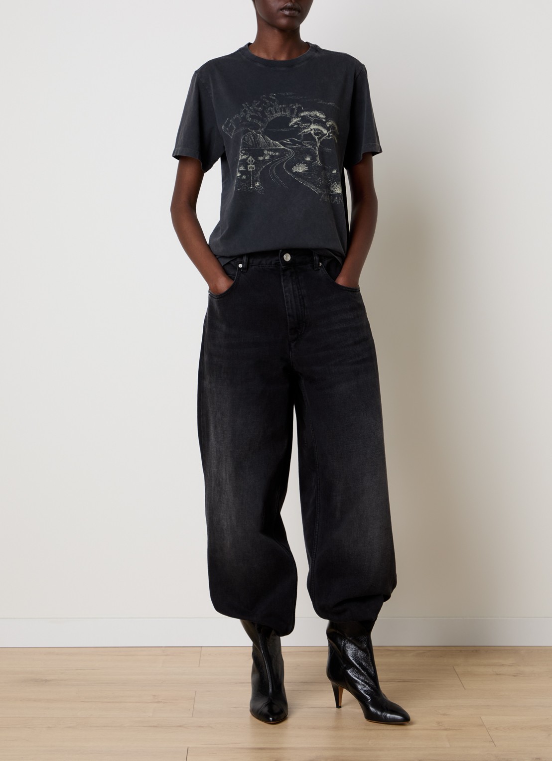 Isabel Marant T-shirt met print - voorkant 4 antraciet