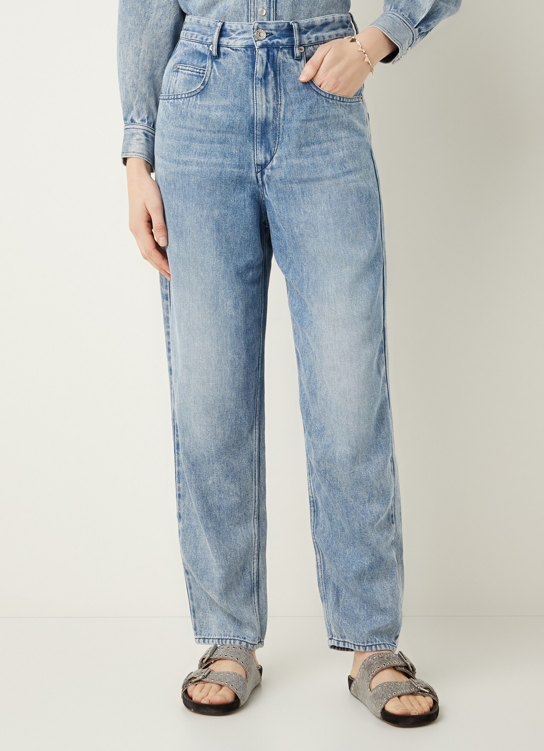 Isabel Marant Ticosy high waist loose fit jeans van lyocell - detail 4 indigo