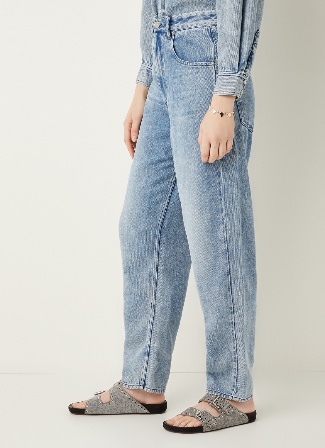 Isabel Marant Ticosy high waist loose fit jeans van lyocell - detail 5 indigo