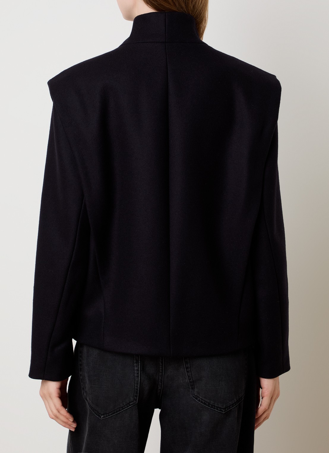 Isabel Marant Toria jack in kasjmierblend met steekzakken - achterkant 6 donkerblauw
