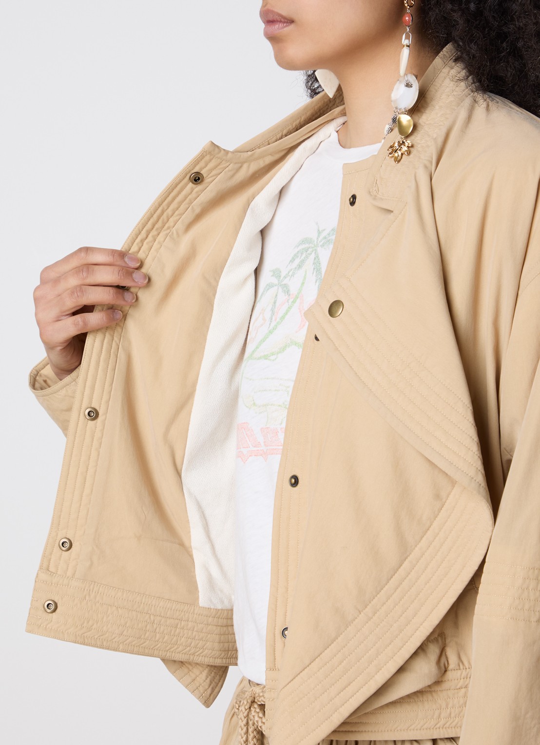 Isabel Marant Tricia jack met steekzakken - detail 2 zand