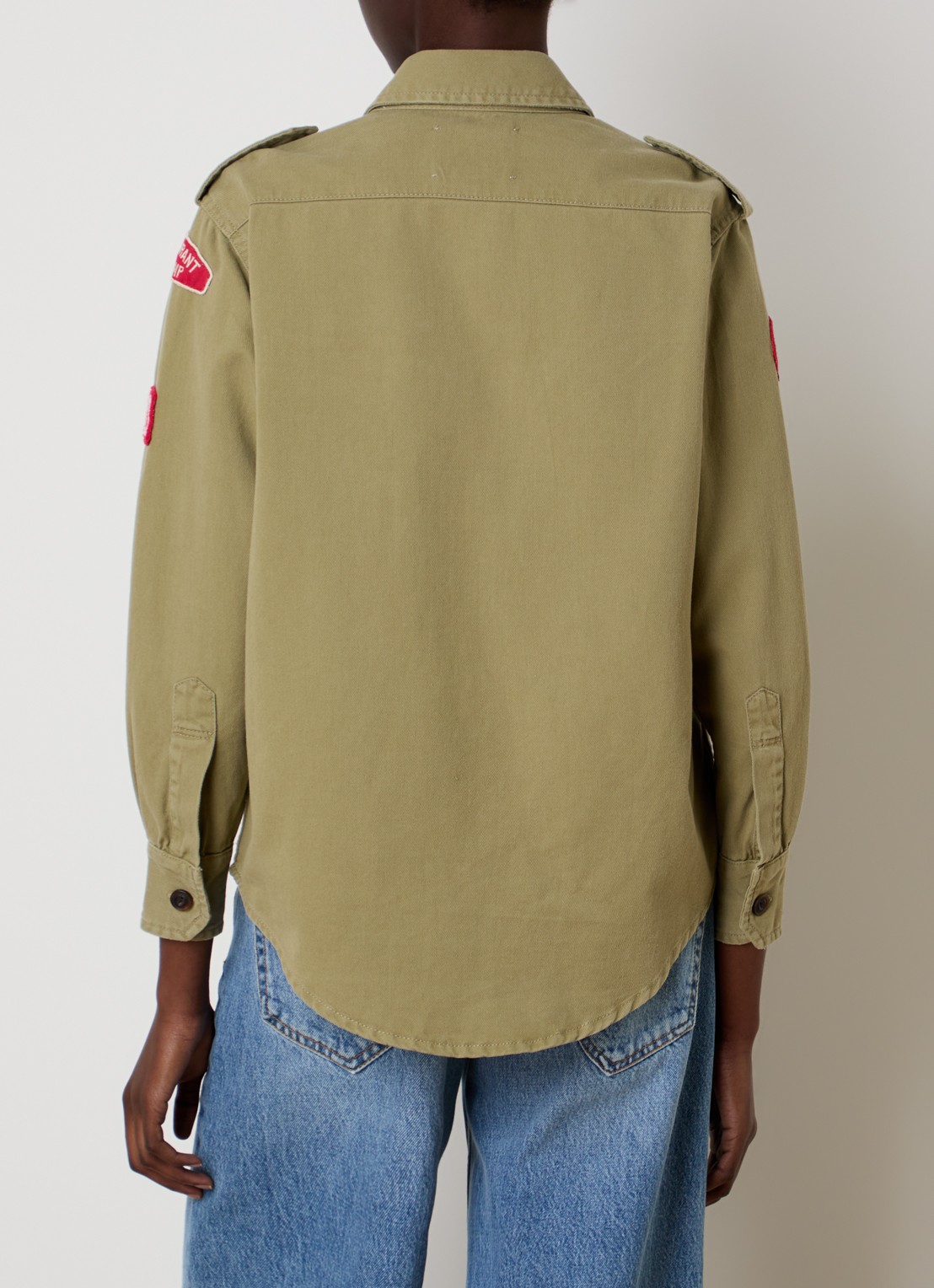 Isabel Marant Umberta blouse met klepzakken en borduring - achterkant 5 olijfgroen