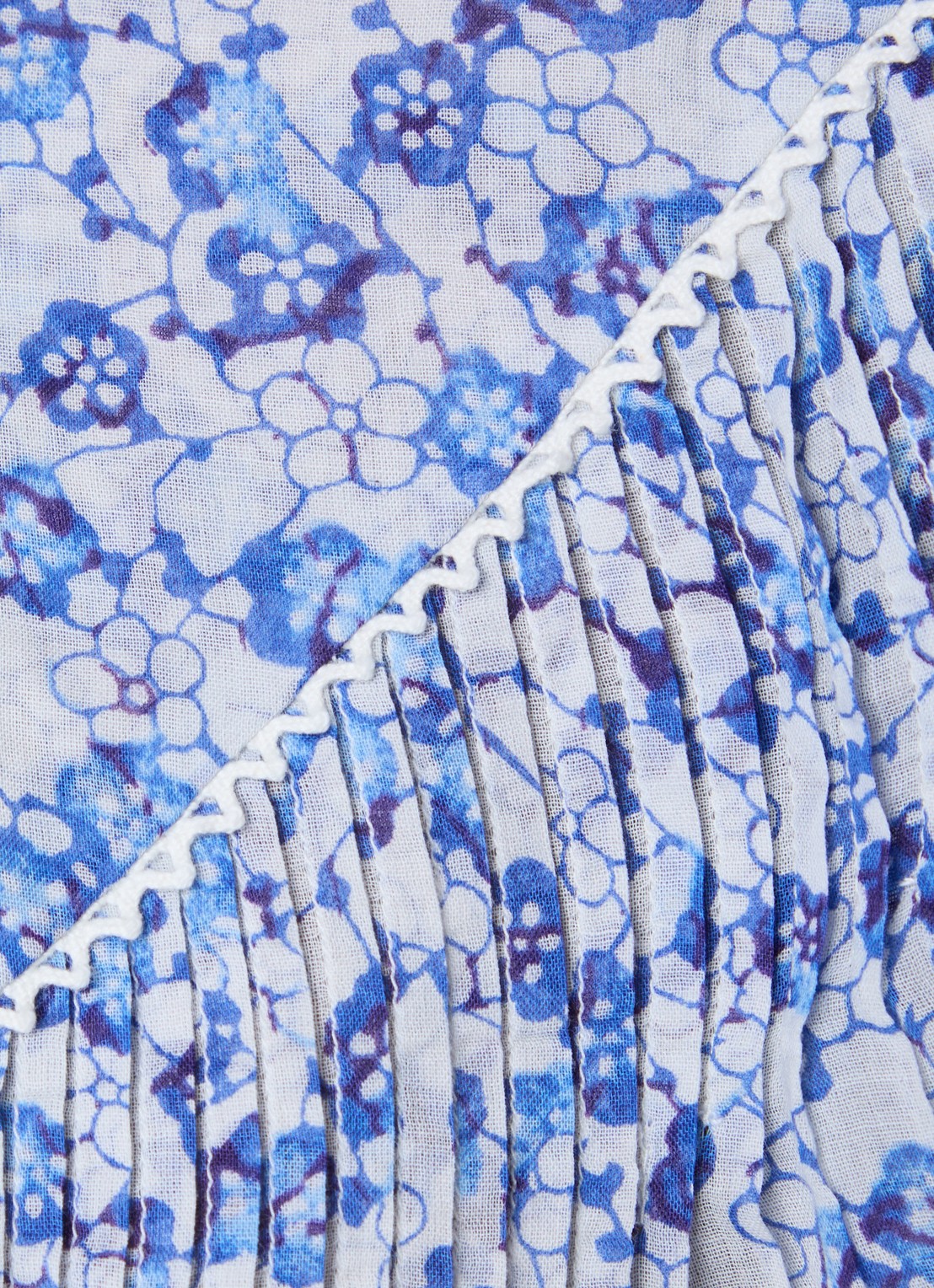 Isabel Marant Veelia tuniek met volant en print - detail 5 kobaltblauw