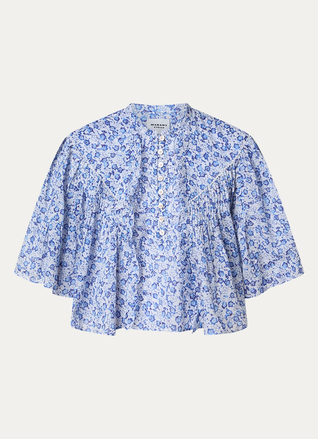 Isabel Marant Veelia tuniek met volant en print - voorkant 2 kobaltblauw