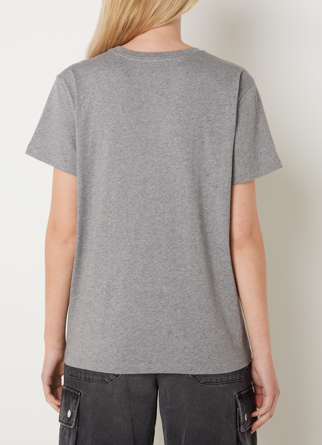 Isabel Marant Vidal T-shirt met logoborduring - achterkant 3 middengrijs