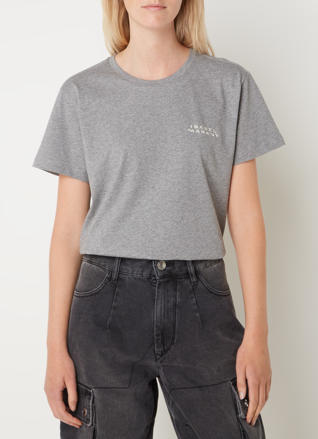 Isabel Marant Vidal T-shirt met logoborduring - detail 4 middengrijs
