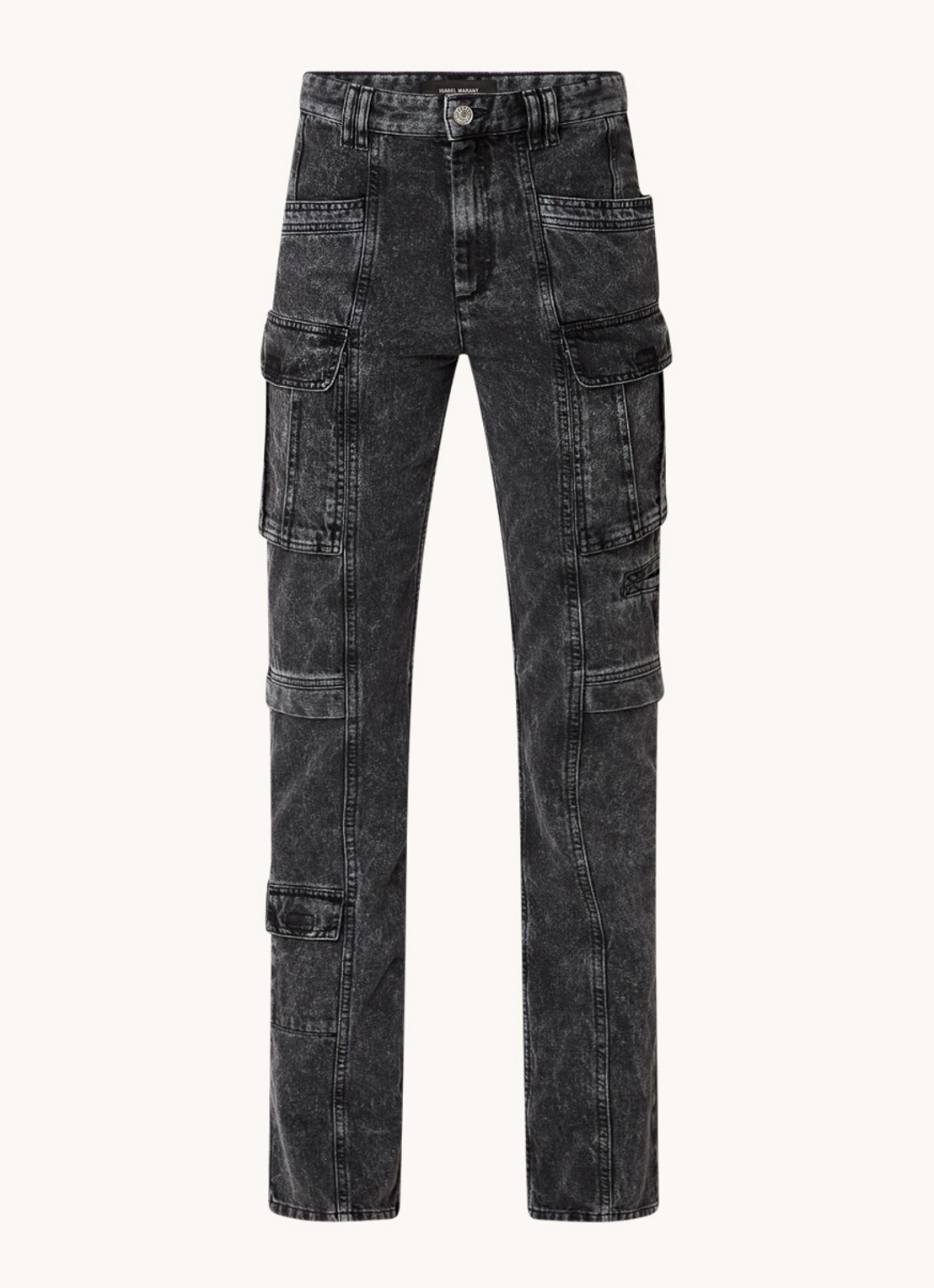 Isabel Marant Vokayo high waist straight fit cargobroek van denim - voorkant zwart