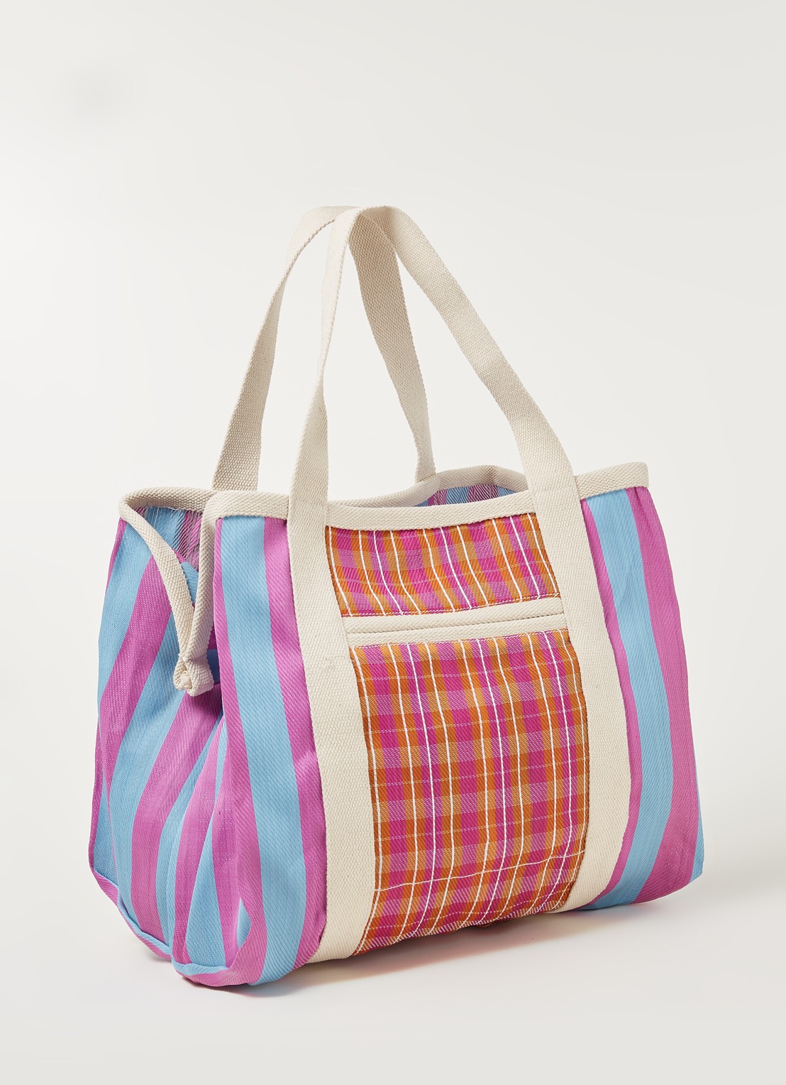 Isabel Marant Warden shopper met streep- en ruitdessin - achterkant 4 paars