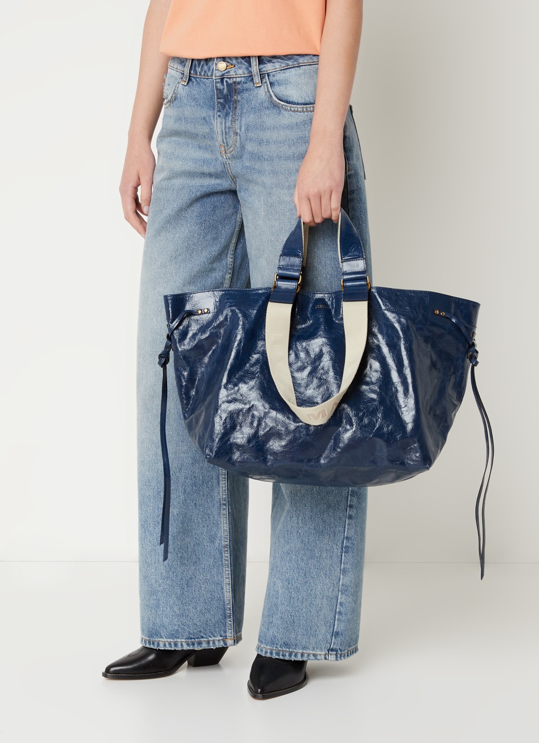 Isabel Marant Wardy shopper van leer - voorkant 2 donkerblauw