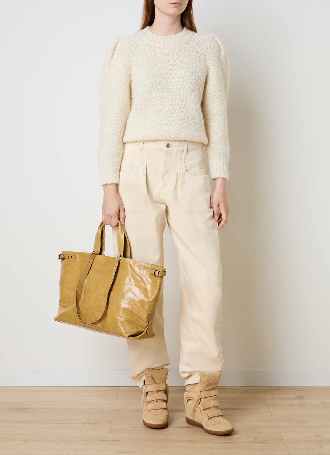 Isabel Marant Winna shopper van kalfsleer - voorkant 2 beige