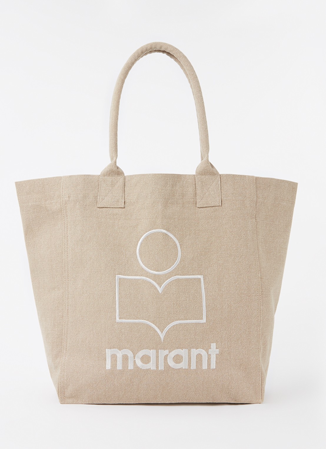 Isabel Marant Yenky shopper van canvas met logoborduring - voorkant beige