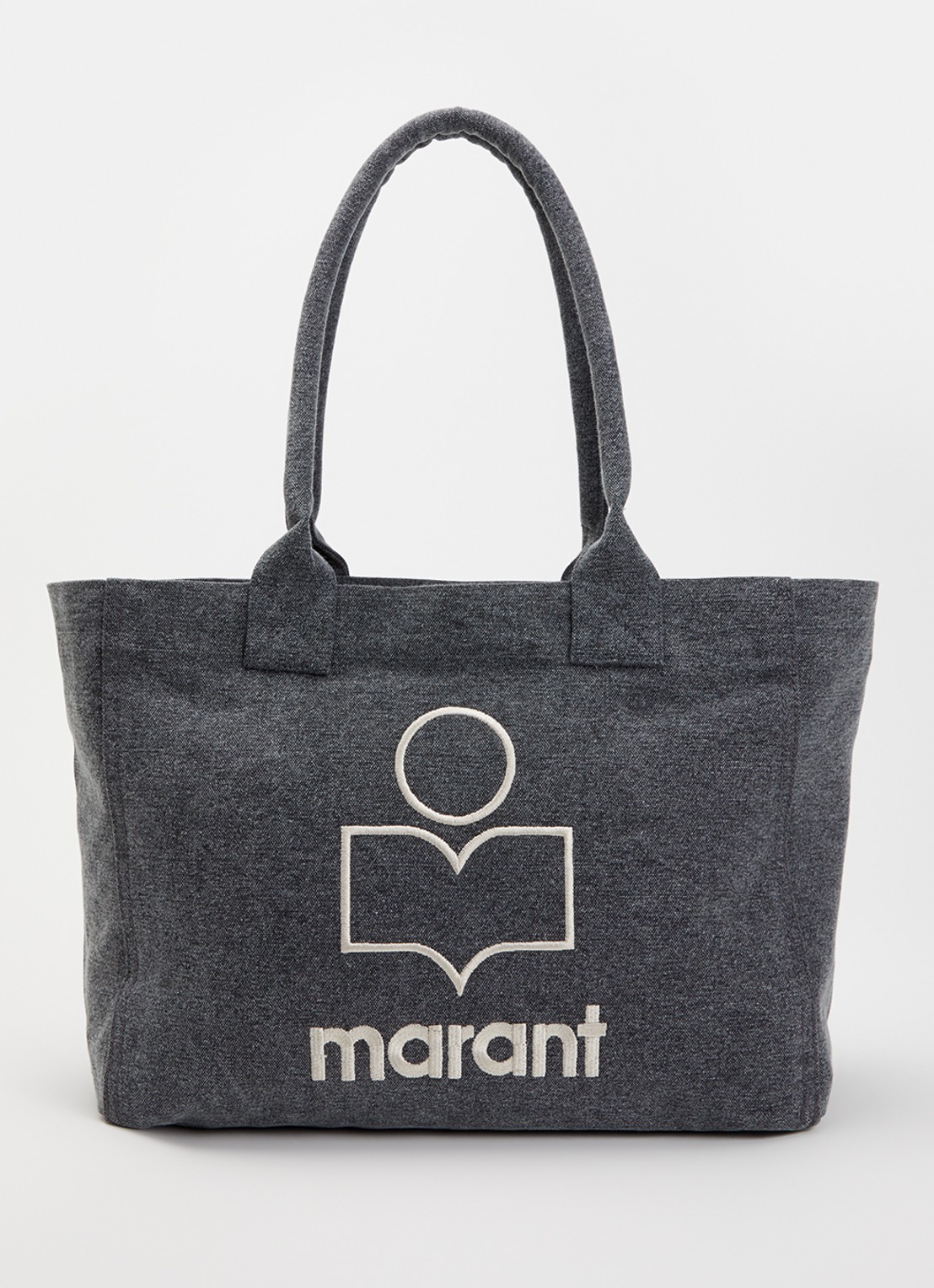 Isabel Marant Yenky shopper van canvas met logoborduring - voorkant 6 antraciet