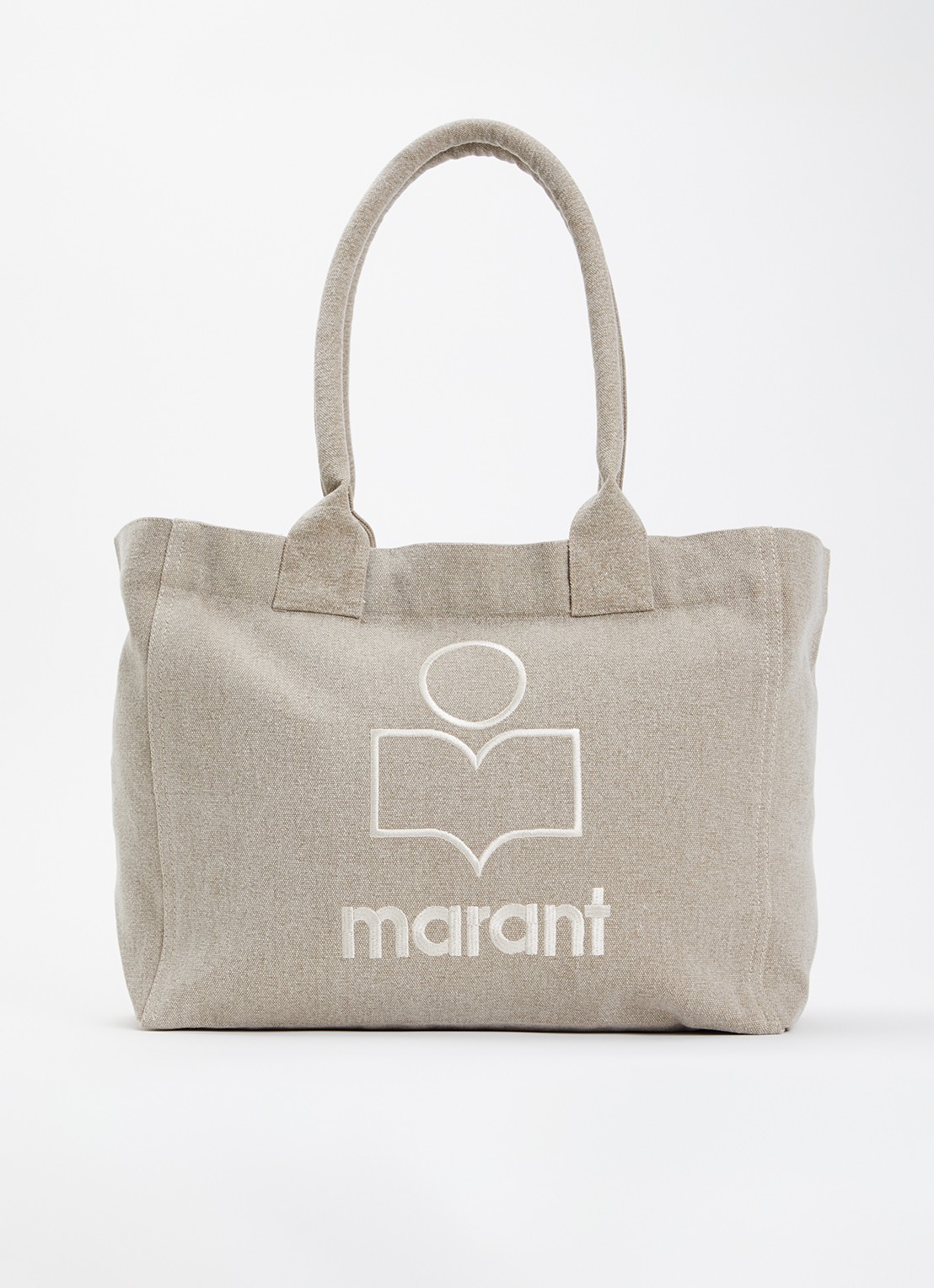 Isabel Marant Yenky shopper van canvas met logoborduring - voorkant 5 beige