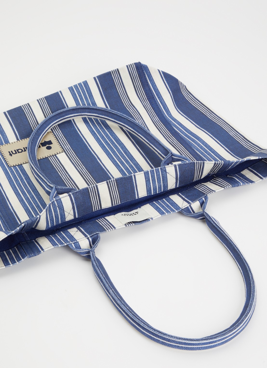 Isabel Marant Yenky small shopper met streepprint en logo - detail 2 indigo
