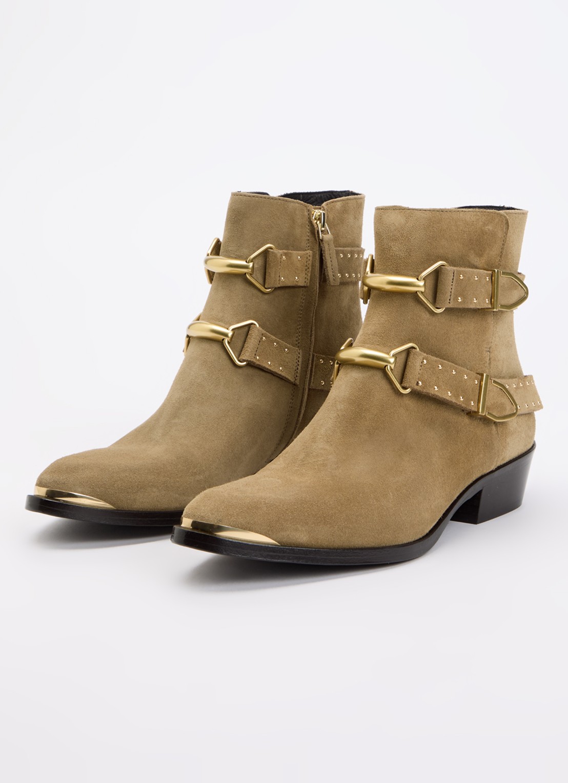 Isabel Marant Zalya enkellaarsje van kalfssuède met gespdetail  - detail 4 camel