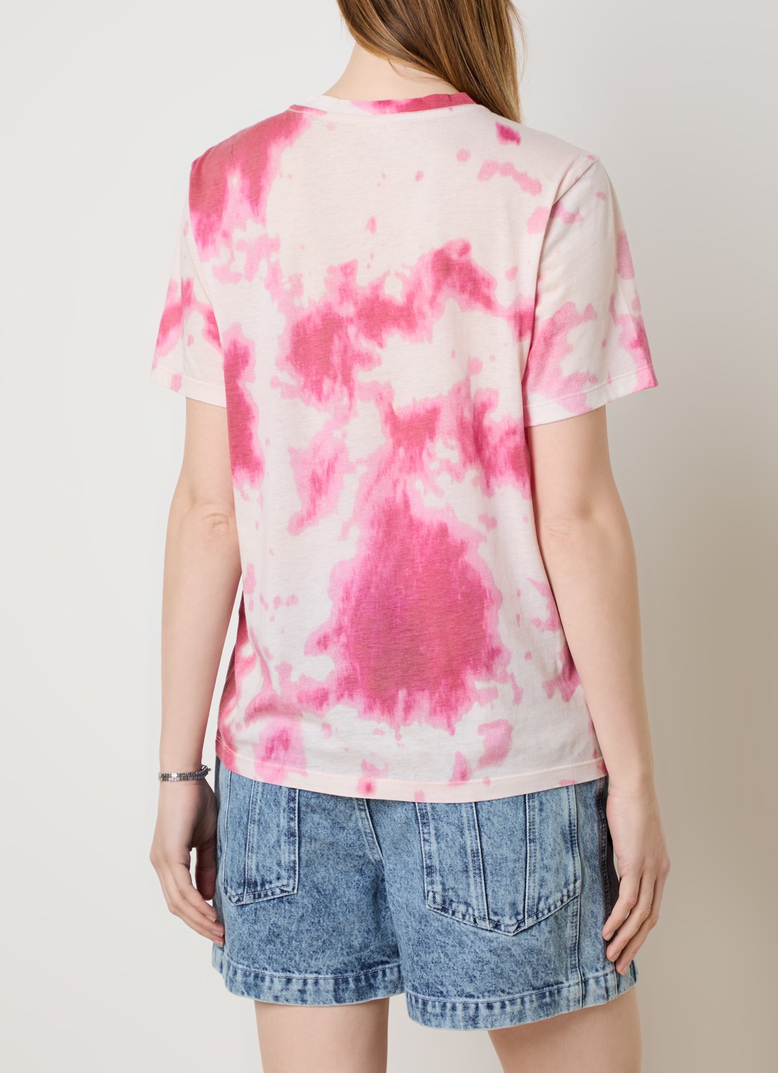 Isabel Marant Zewel T-shirt met logoprint en tie-dye dessin - achterkant roze
