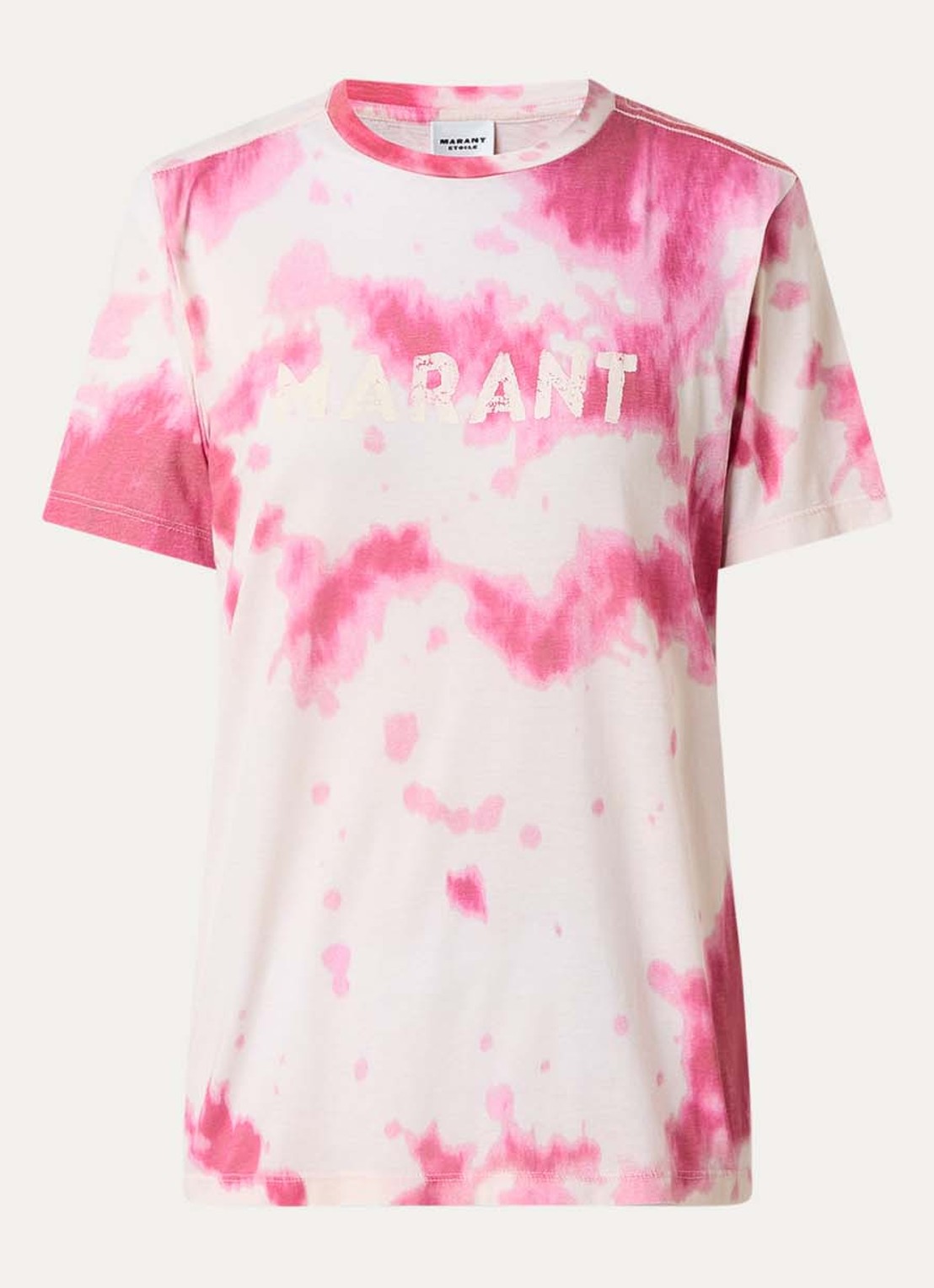 Isabel Marant Zewel T-shirt met logoprint en tie-dye dessin - voorkant 4 roze
