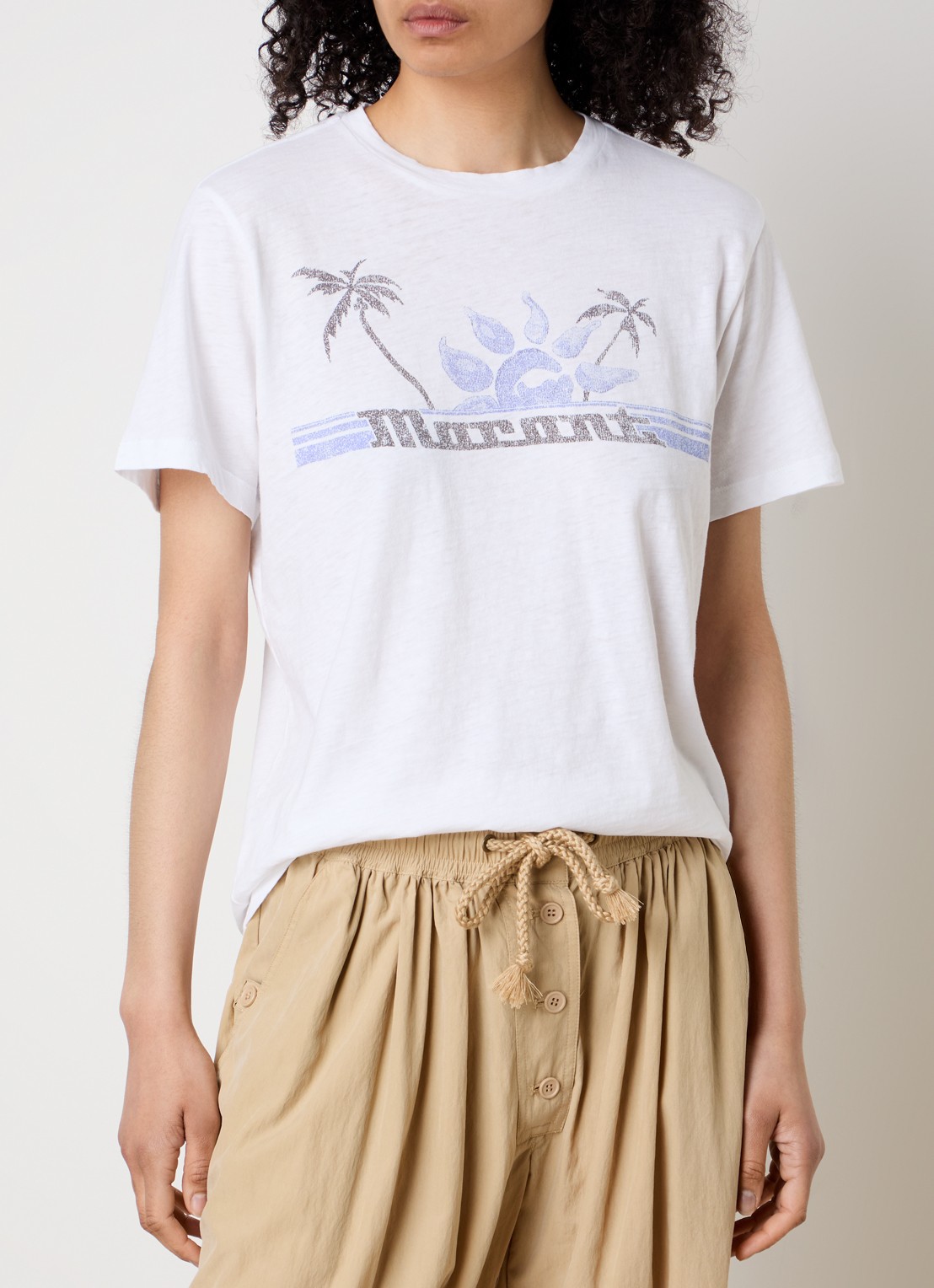 Isabel Marant Zewel T-shirt met print en logo - detail wit