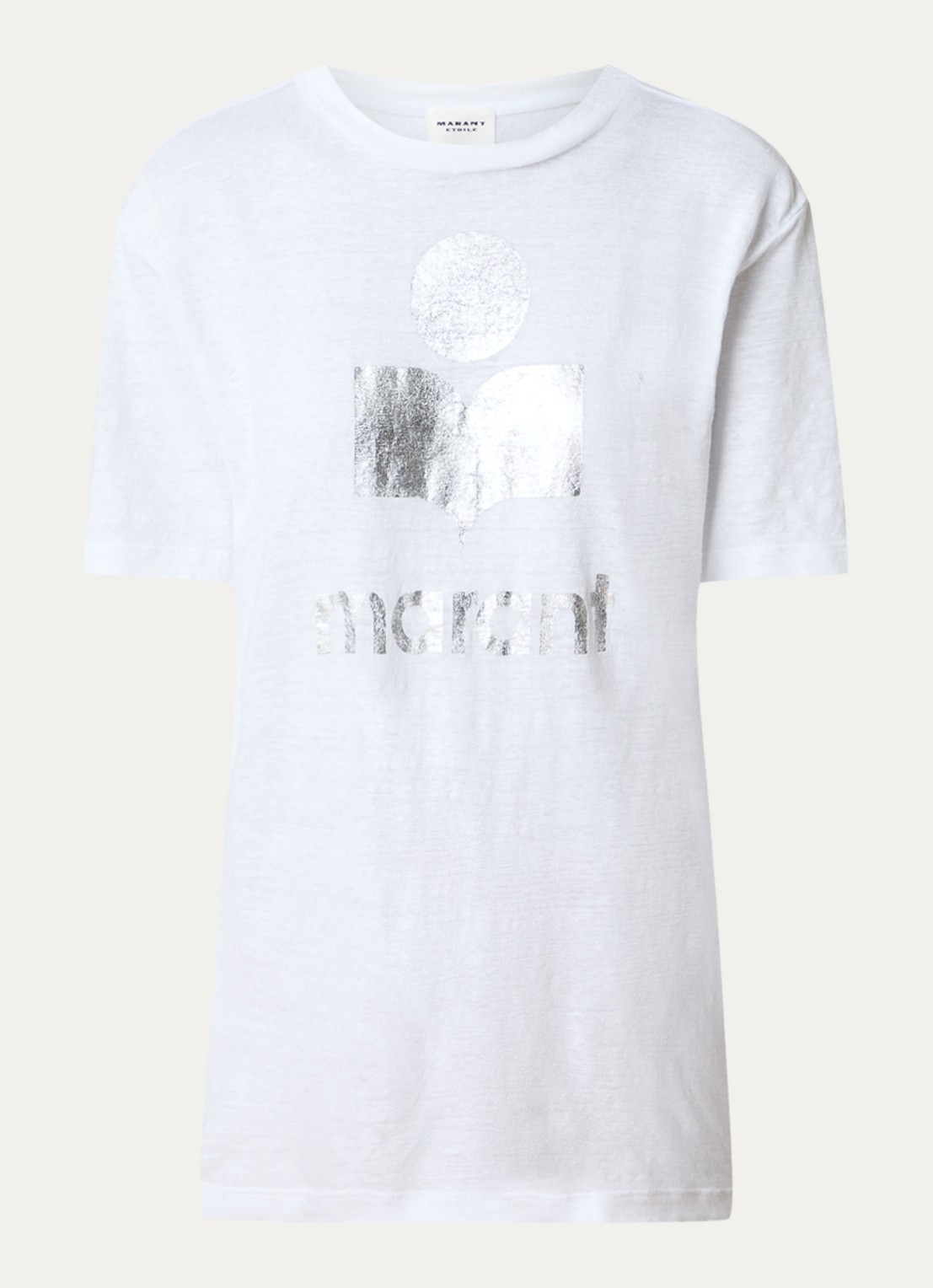 Isabel Marant Zewel T-shirt van linnen met logoprint - voorkant wit