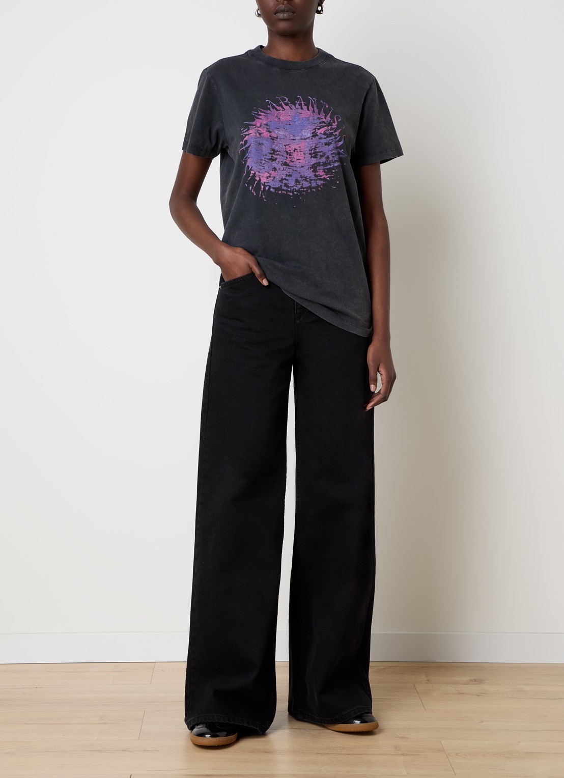 Isabel Marant Zoeline T-shirt met logoprint - voorkant 3 zwart