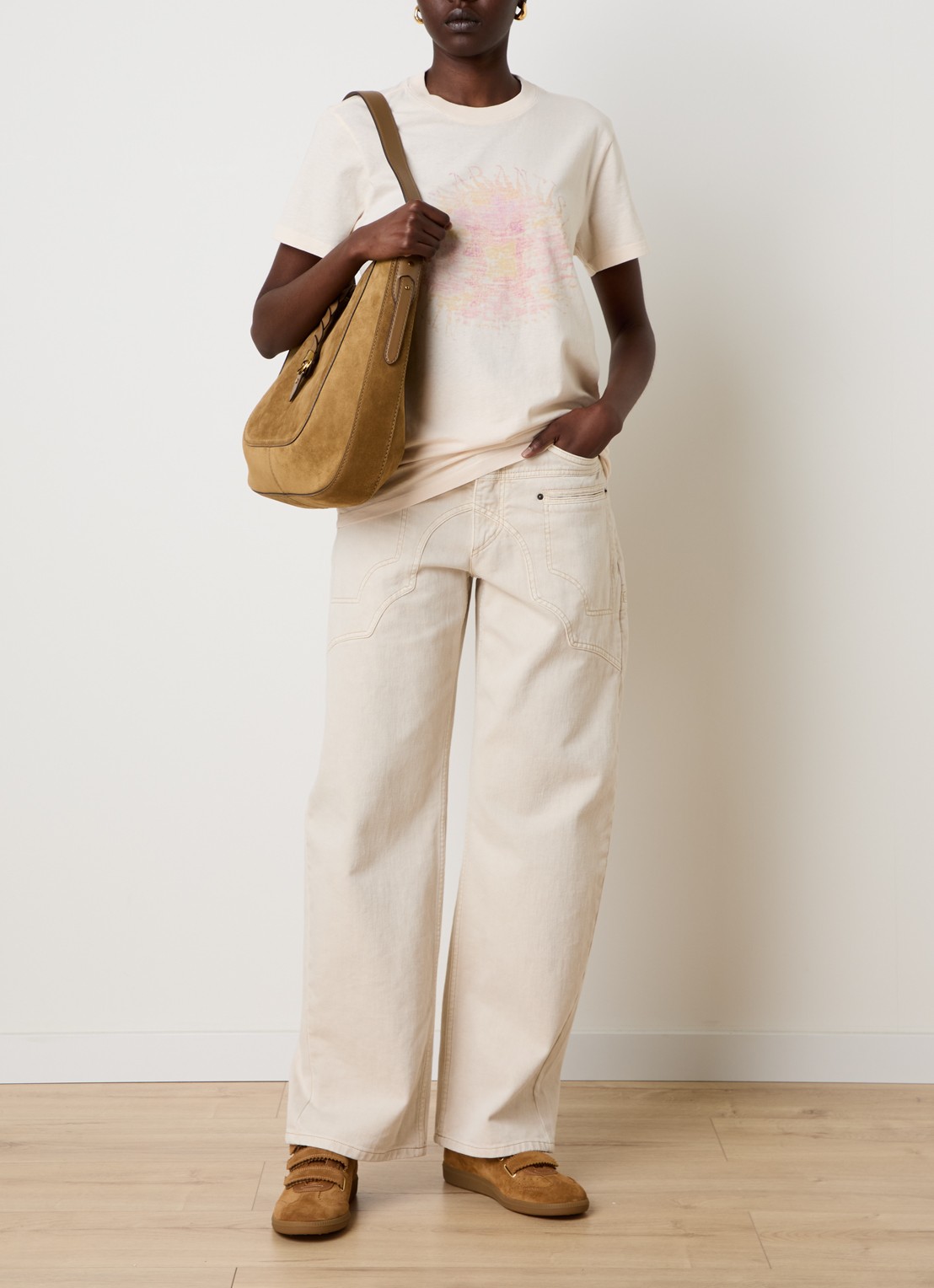 Isabel Marant Zoeline T-shirt met logoprint - voorkant 5 gebroken wit