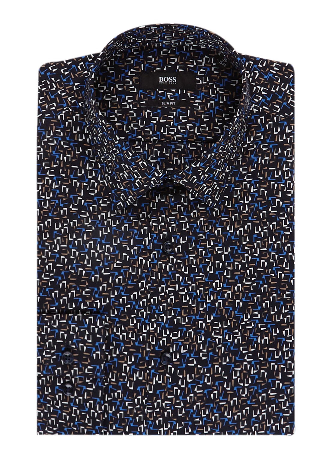Isko slim fit overhemd met grafisch dessin - voorkant 3 donkerblauw