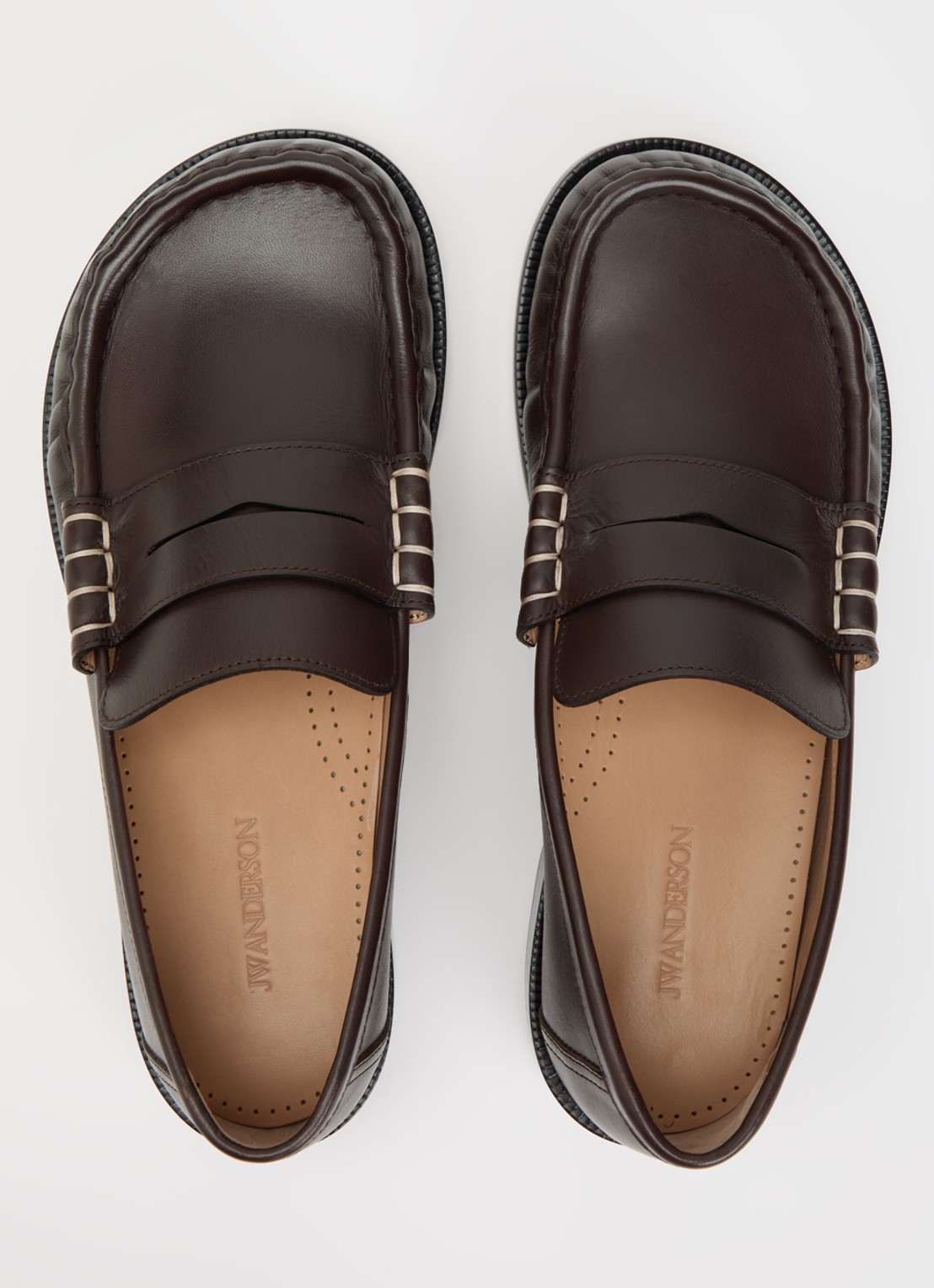 J.W. Anderson Loafer van kalfsleer - detail 3 chocoladebruin