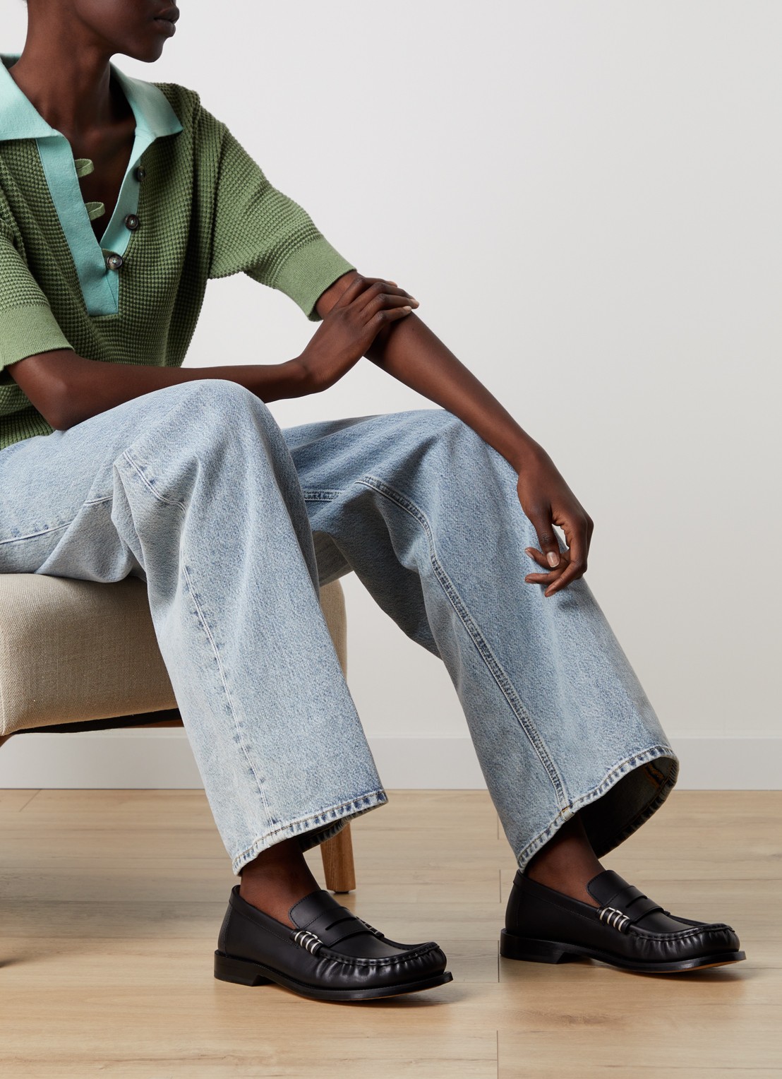 J.W. Anderson Loafer van kalfsleer - voorkant 7 zwart