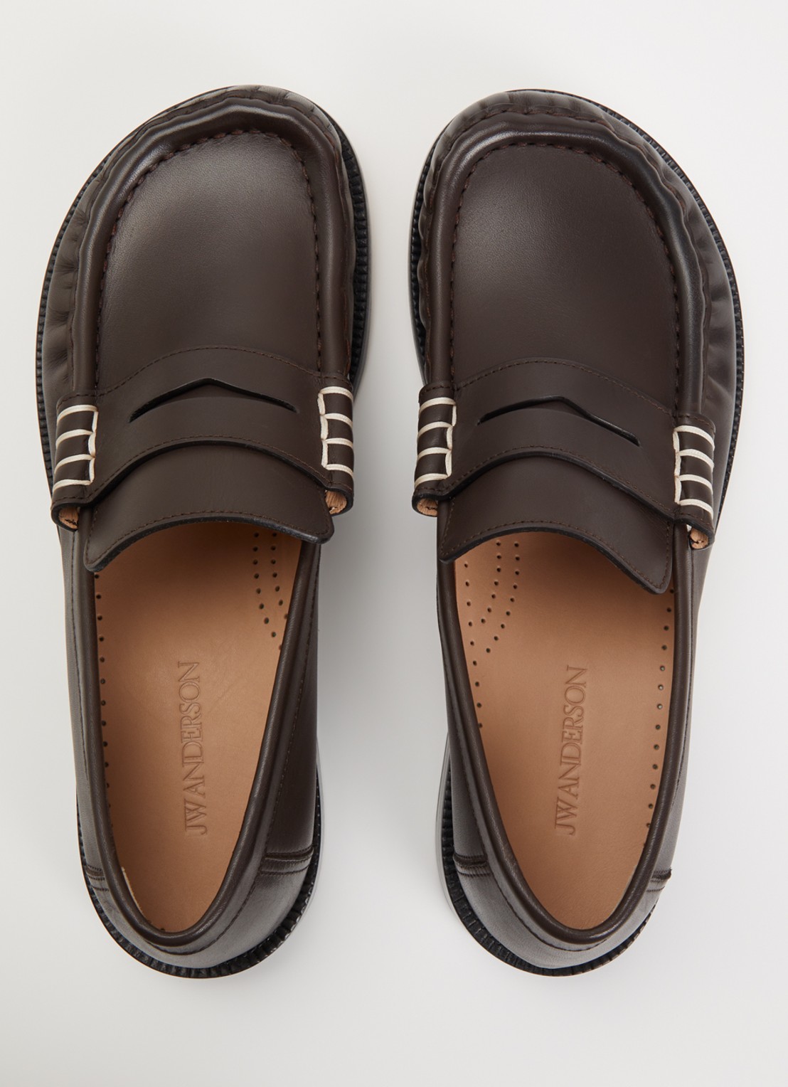 J.W. Anderson Loafer van kalfsleer - detail 2 chocoladebruin