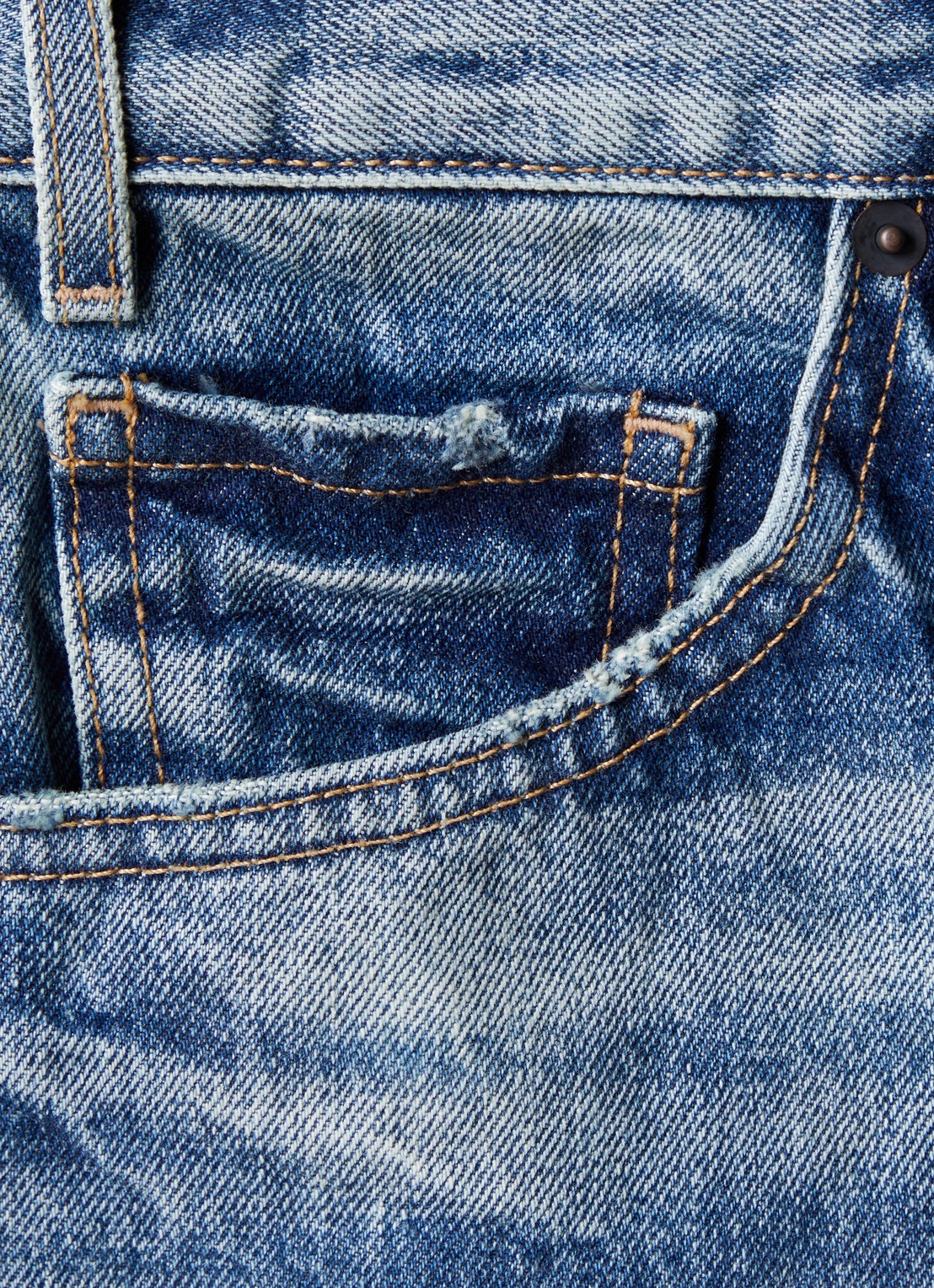 J.W. Anderson Mitchell high waist straight leg jeans met lichte wassing - detail 6 indigo