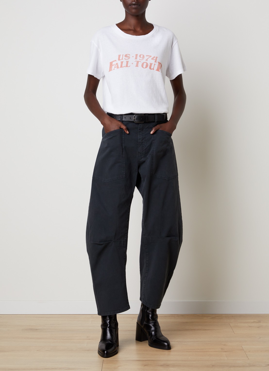 J.W. Anderson Shon high waist balloon fit broek met steekzakken - voorkant 5 donkerblauw