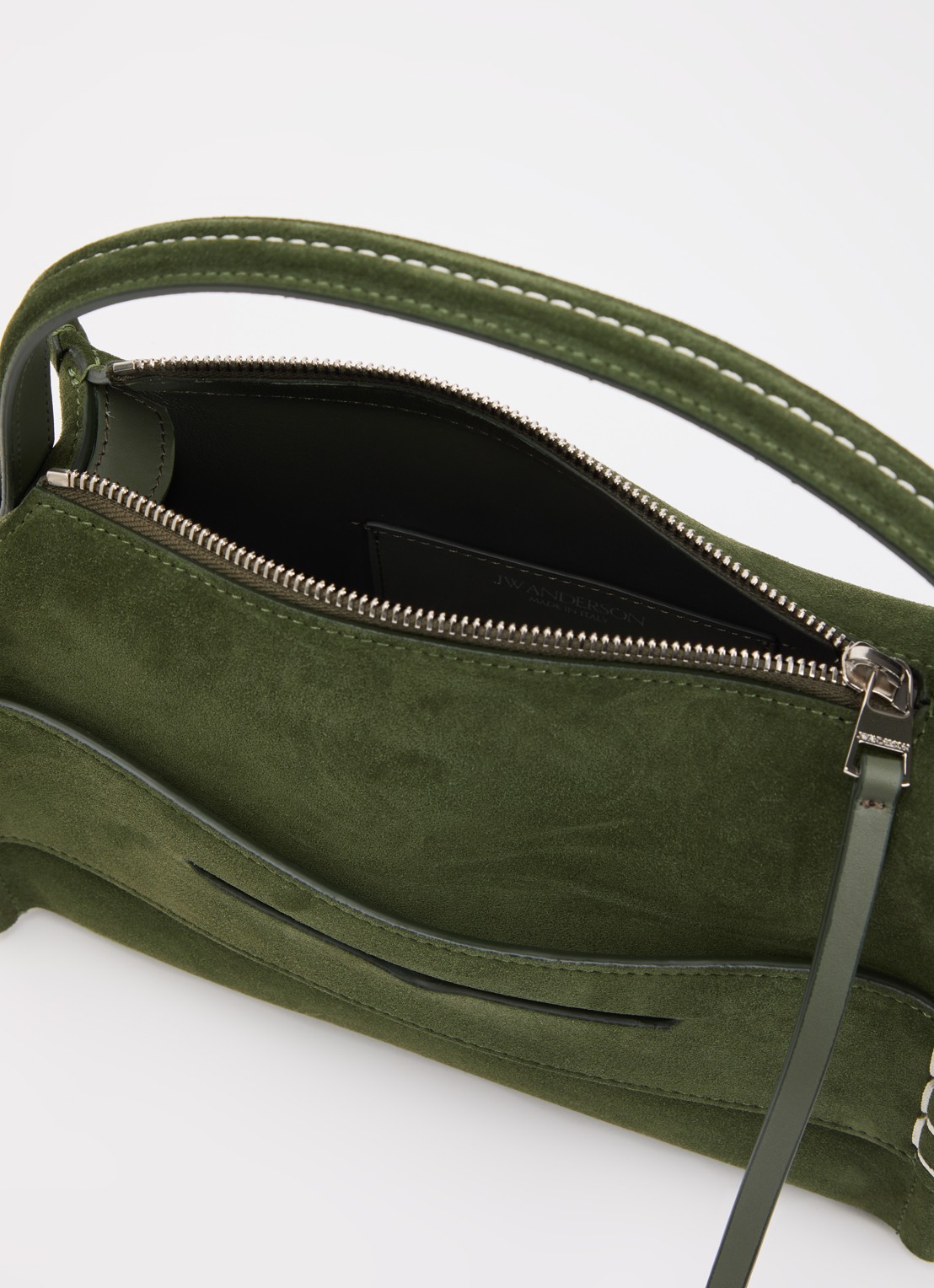 J.W. Anderson Small Loafer handtas van kalfssuède met afneembare schouderriem - detail 2 groen