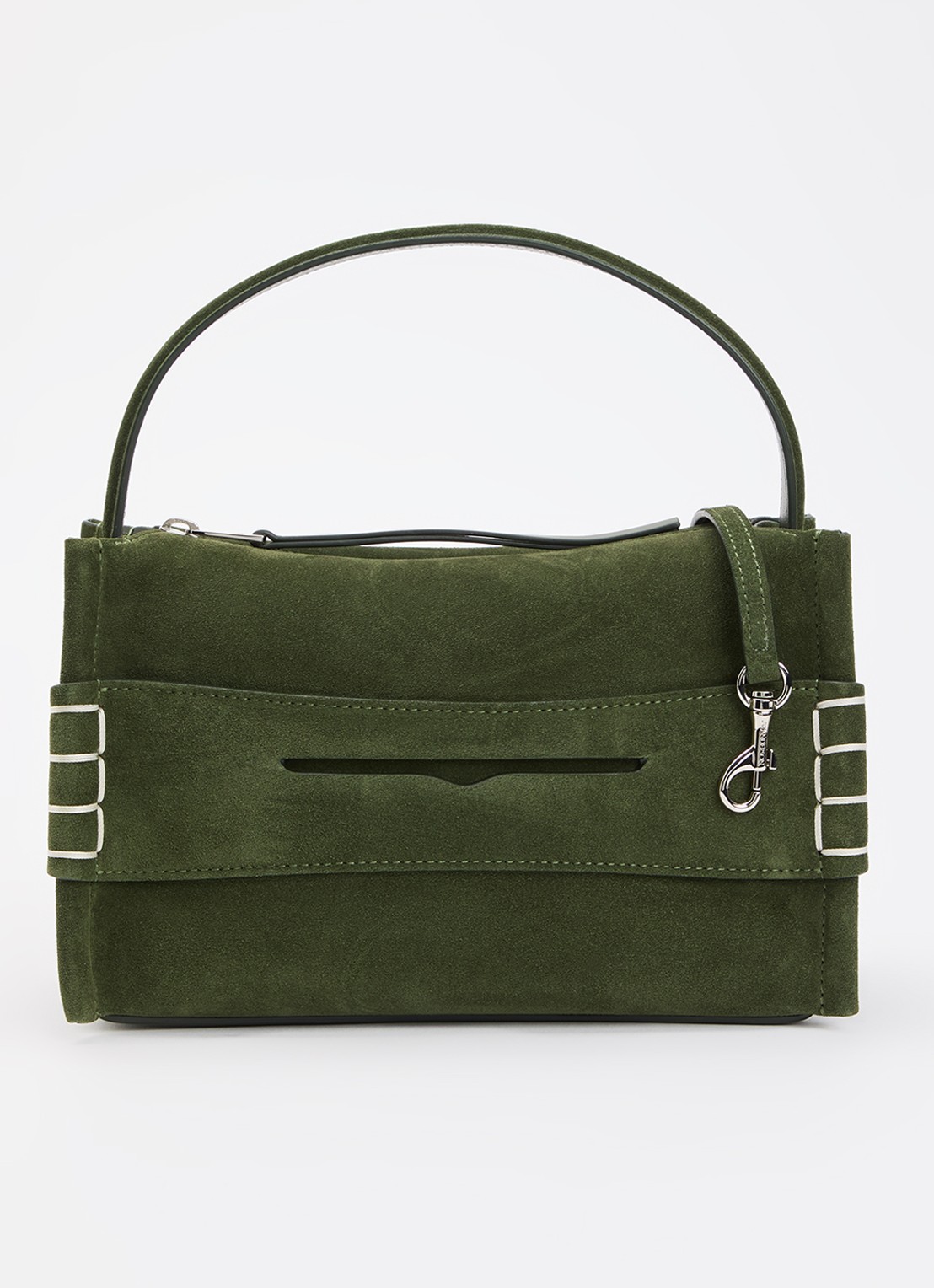 J.W. Anderson Small Loafer handtas van kalfssuède met afneembare schouderriem - voorkant 6 groen