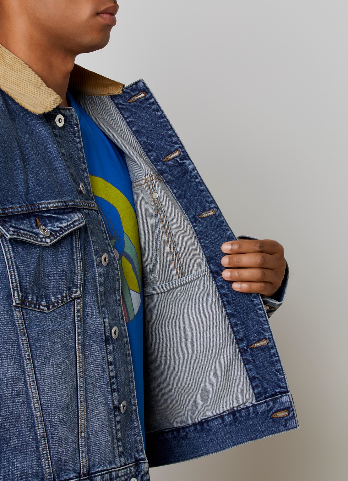 J.W. Anderson Spijkerjas met details van corduroy - detail 5 indigo