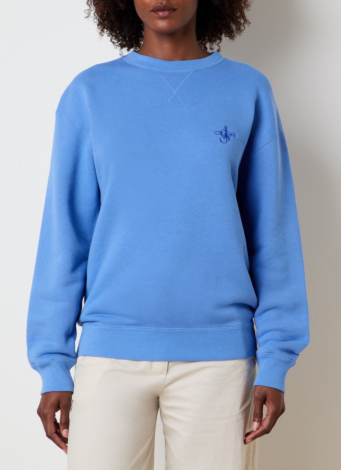 J.W. Anderson Sweater met logoborduring - detail blauwgrijs