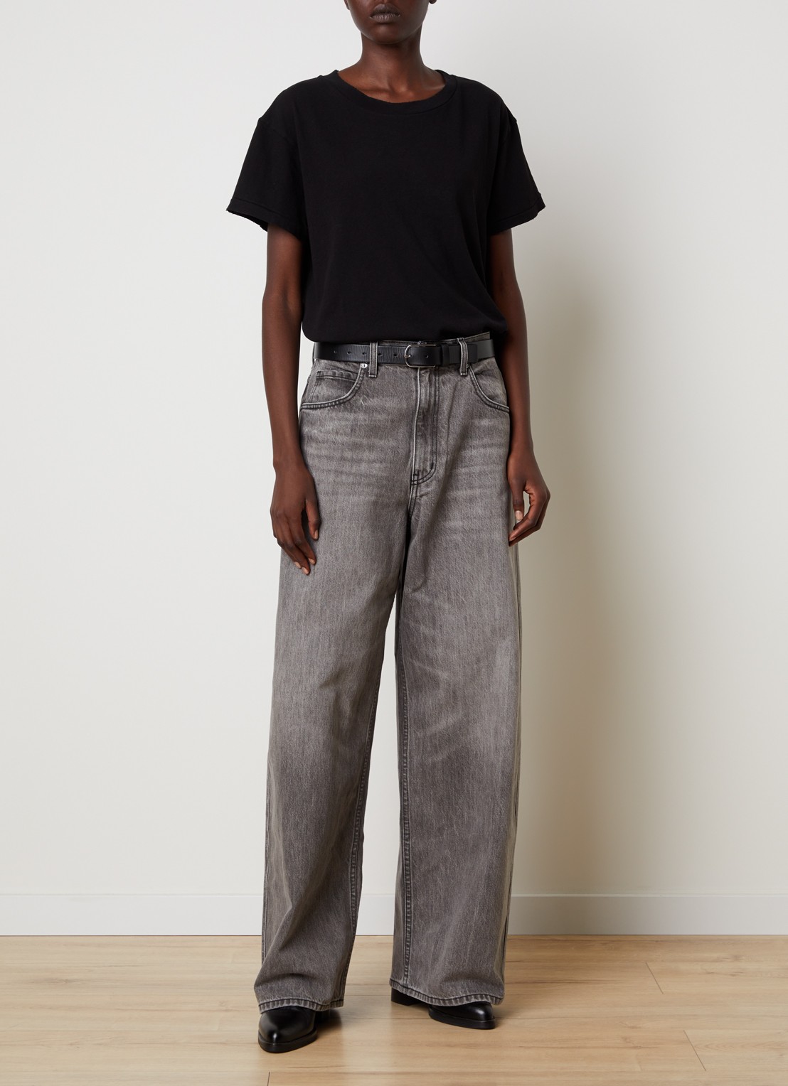 J.W. Anderson Terese high waist wide leg jeans met gekleurde wassing - voorkant 6 lichtgrijs
