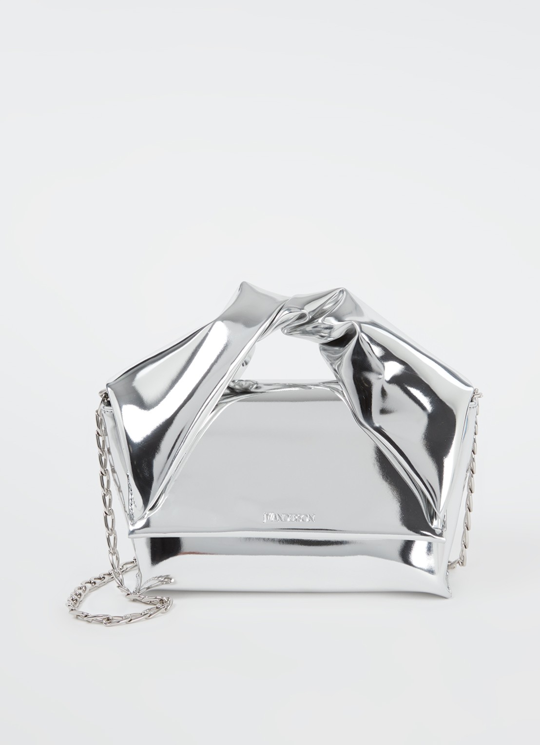J.W. Anderson Twister Mirror Midi handtas met metallic finish - voorkant 2 zilver