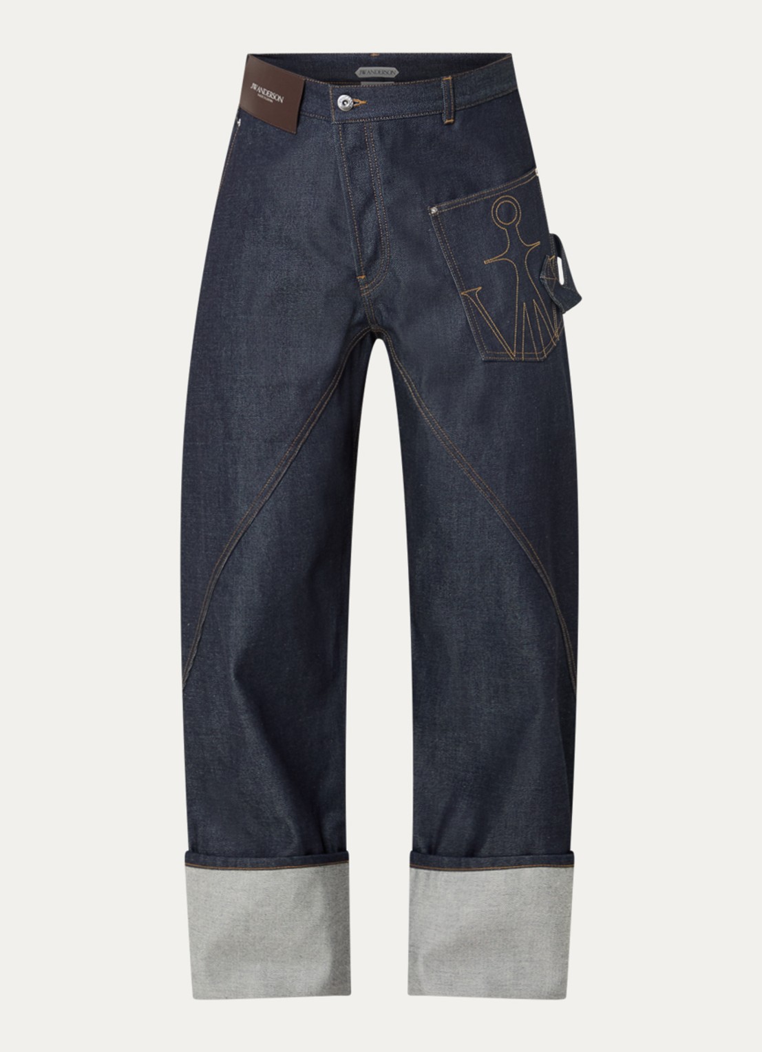 J.W. Anderson Wide leg jeans met donkere wassing - voorkant indigo